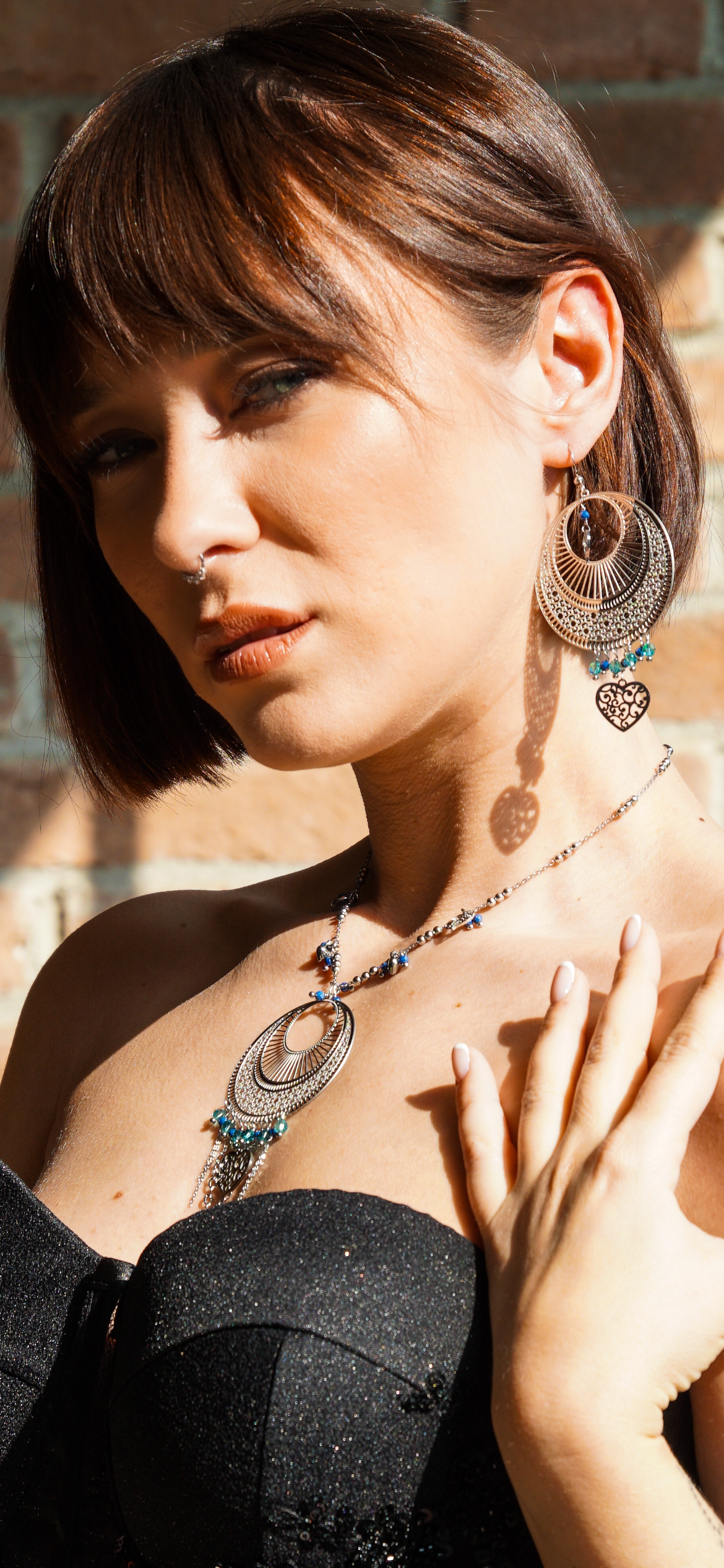 Mono Orecchino Ibiza Mandala blu e girocollo firmati Vizio Gioielli