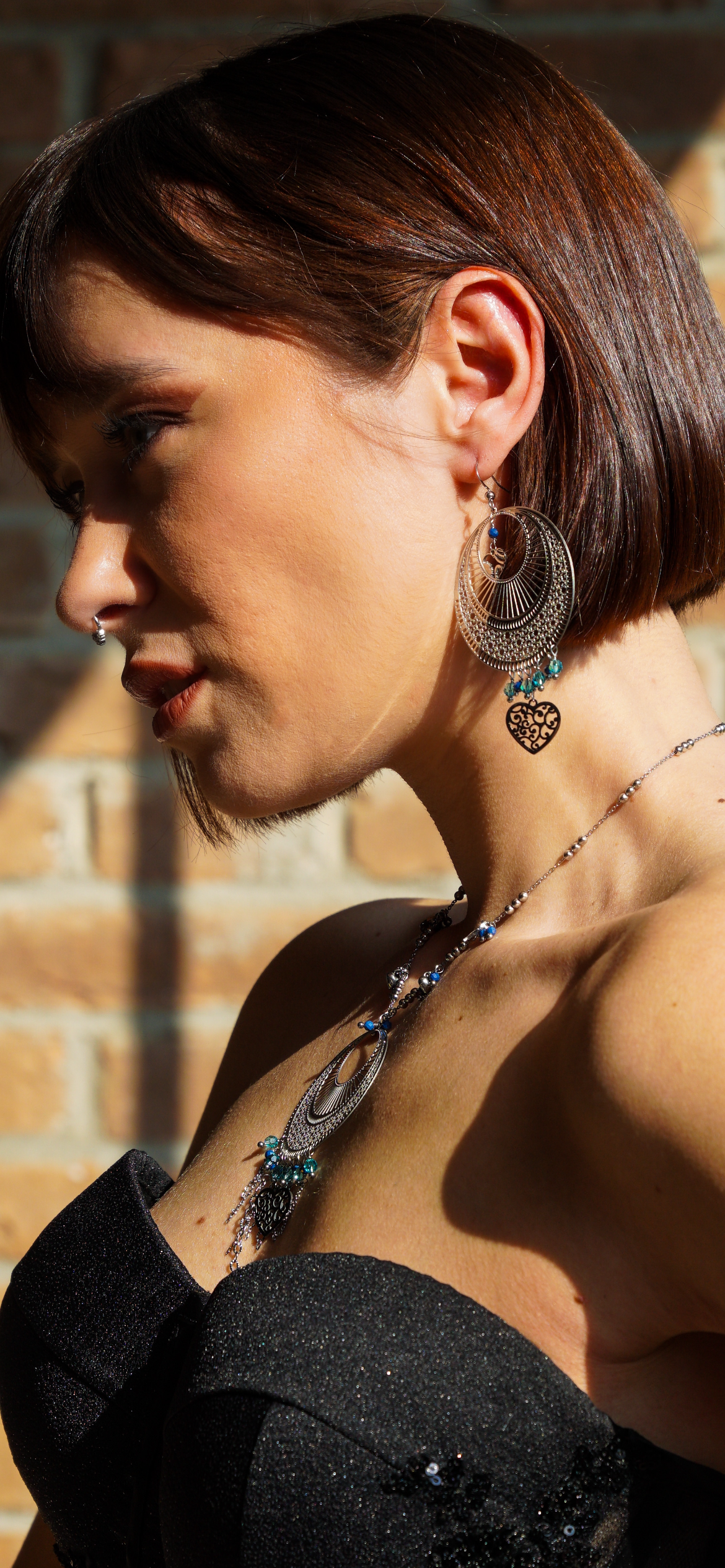 Mono Orecchino Ibiza Mandala blu e girocollo firmati Vizio Gioielli