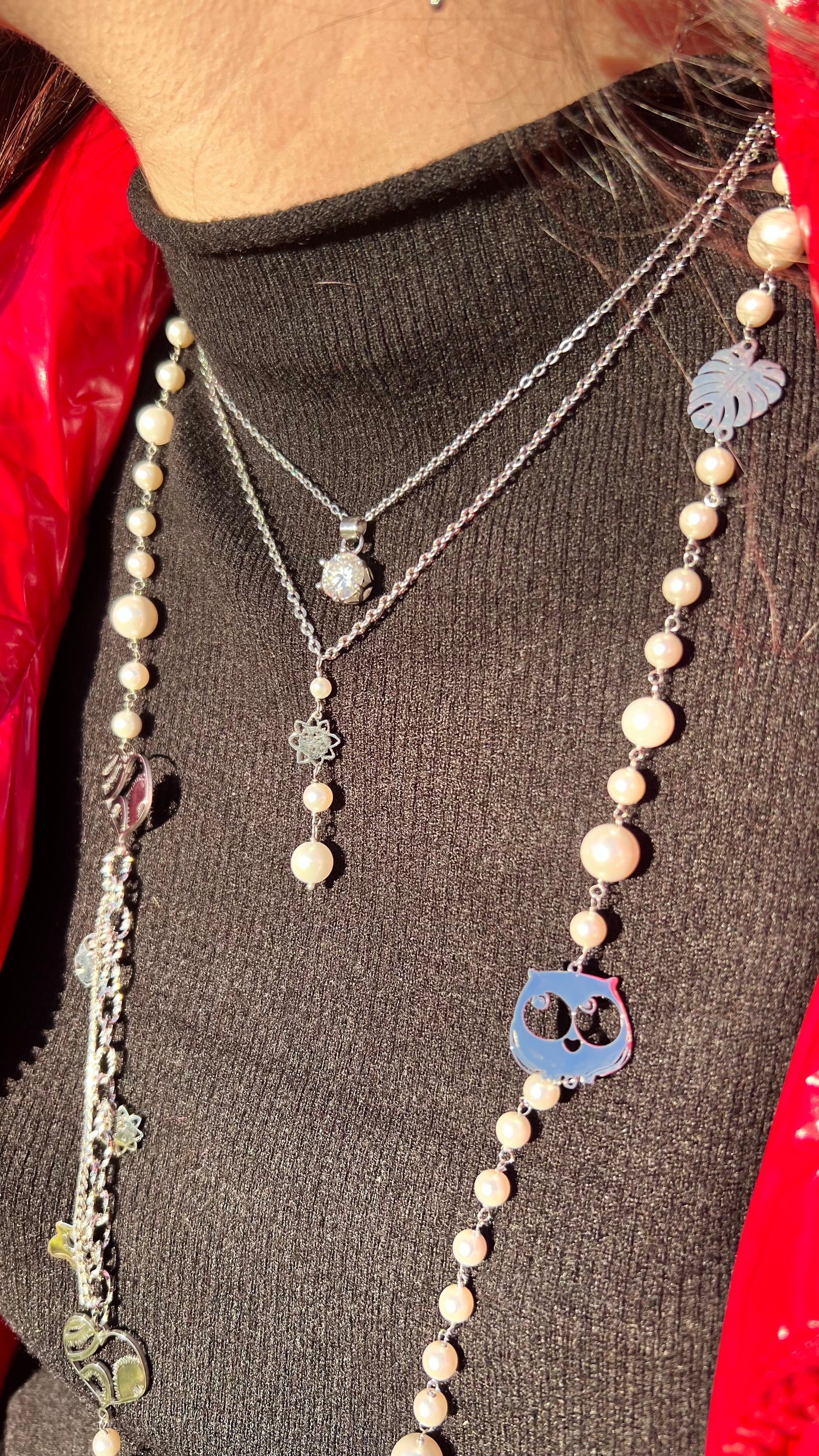 Collane in acciaio e perle di madreperla