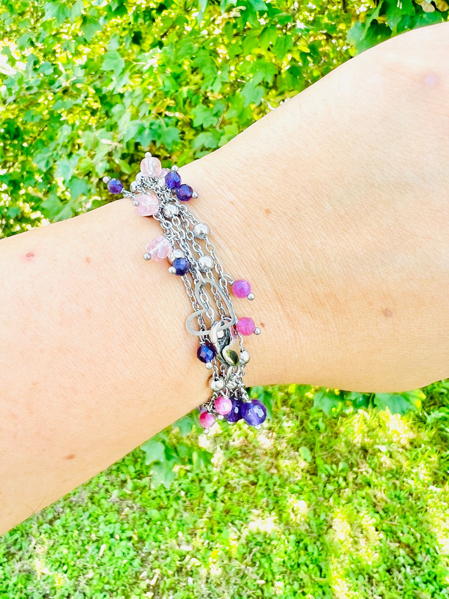 Collana in acciaio e pietre semipreziose