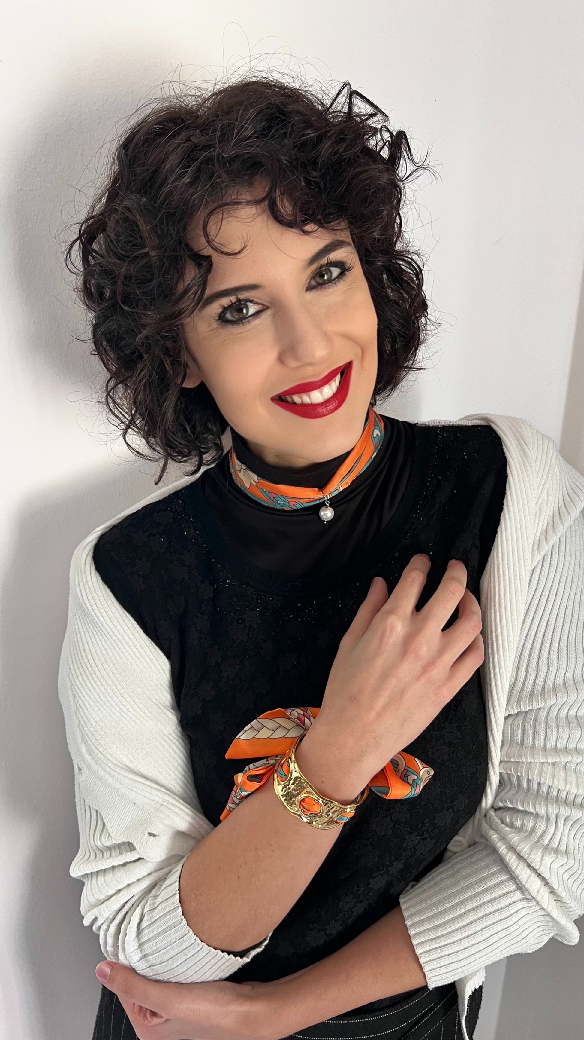 Choker di raso romantico con perla 