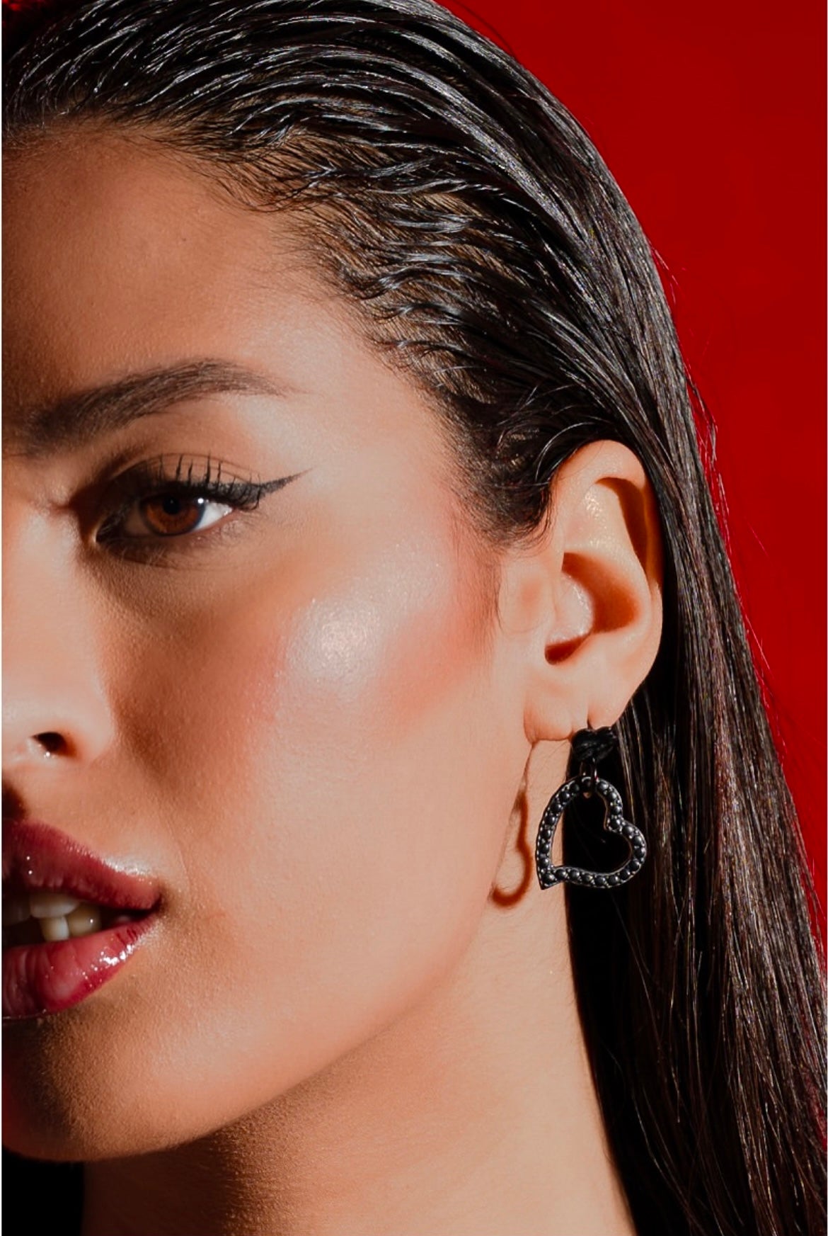 Orecchini acciaio nero cuore grande Vizio Gioielli