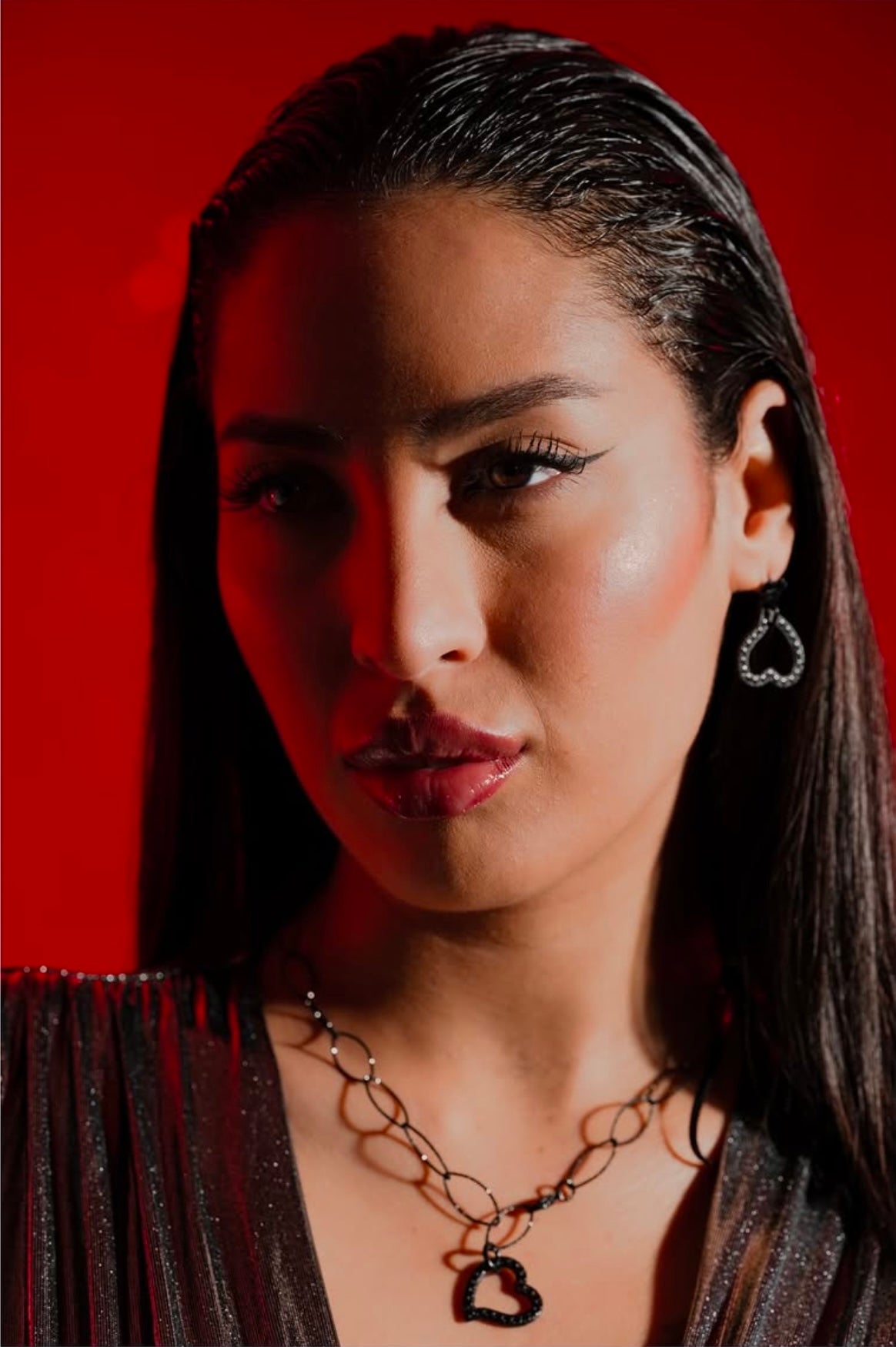 Girocollo e orecchini in acciaio nero Vizio Gioielli