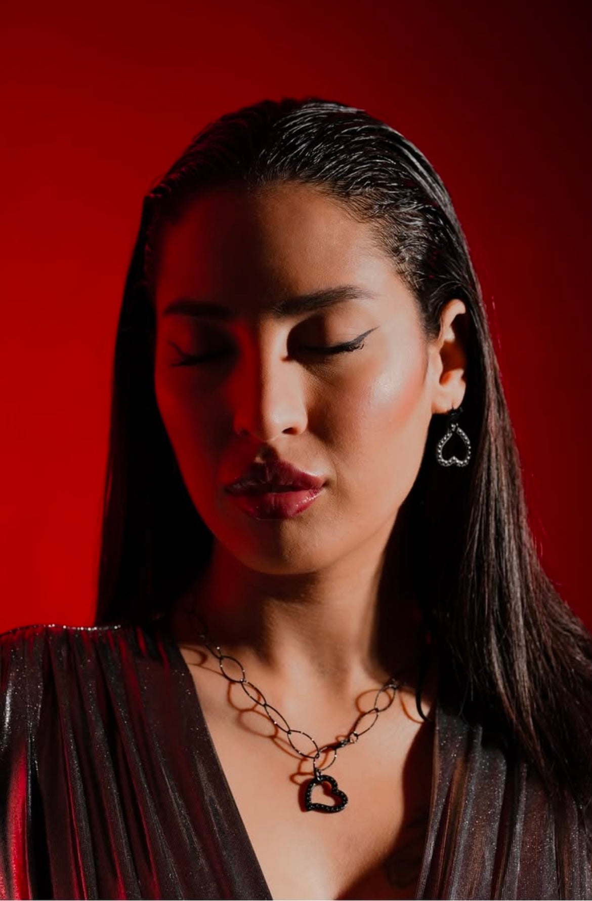 Girocollo e orecchini in acciaio nero Vizio Gioielli