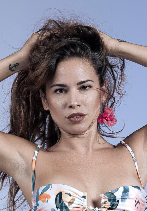 Mono orecchino in acciaio e perle Swarovski 