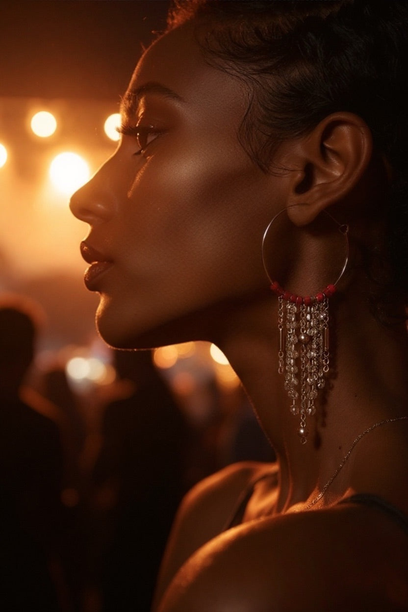 Mono orecchino in acciaio e zirconi