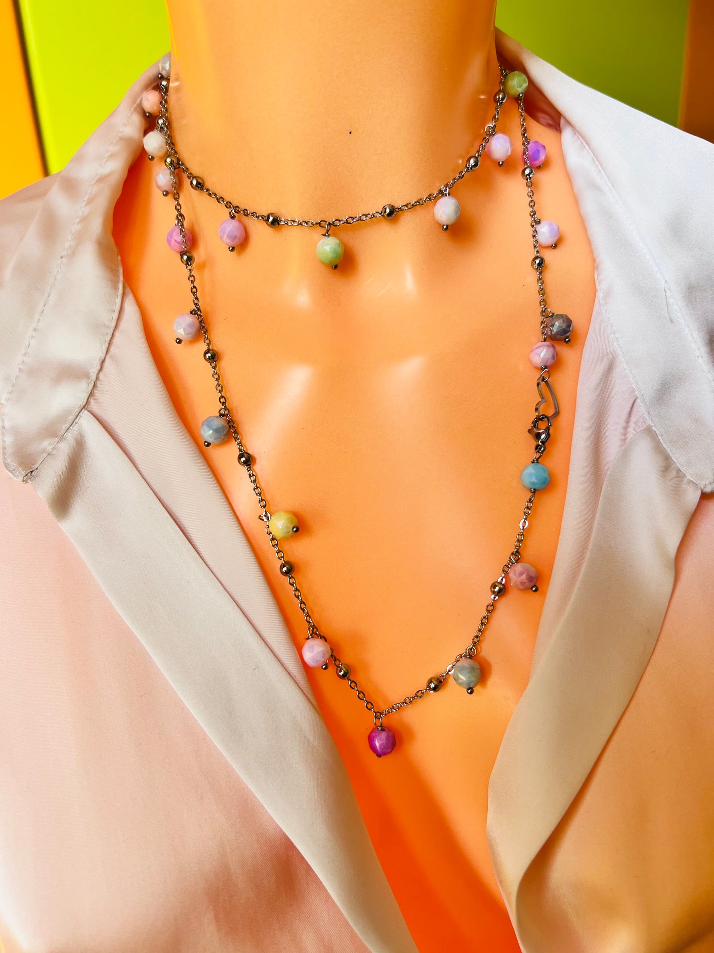 Collana in acciaio e cristalli