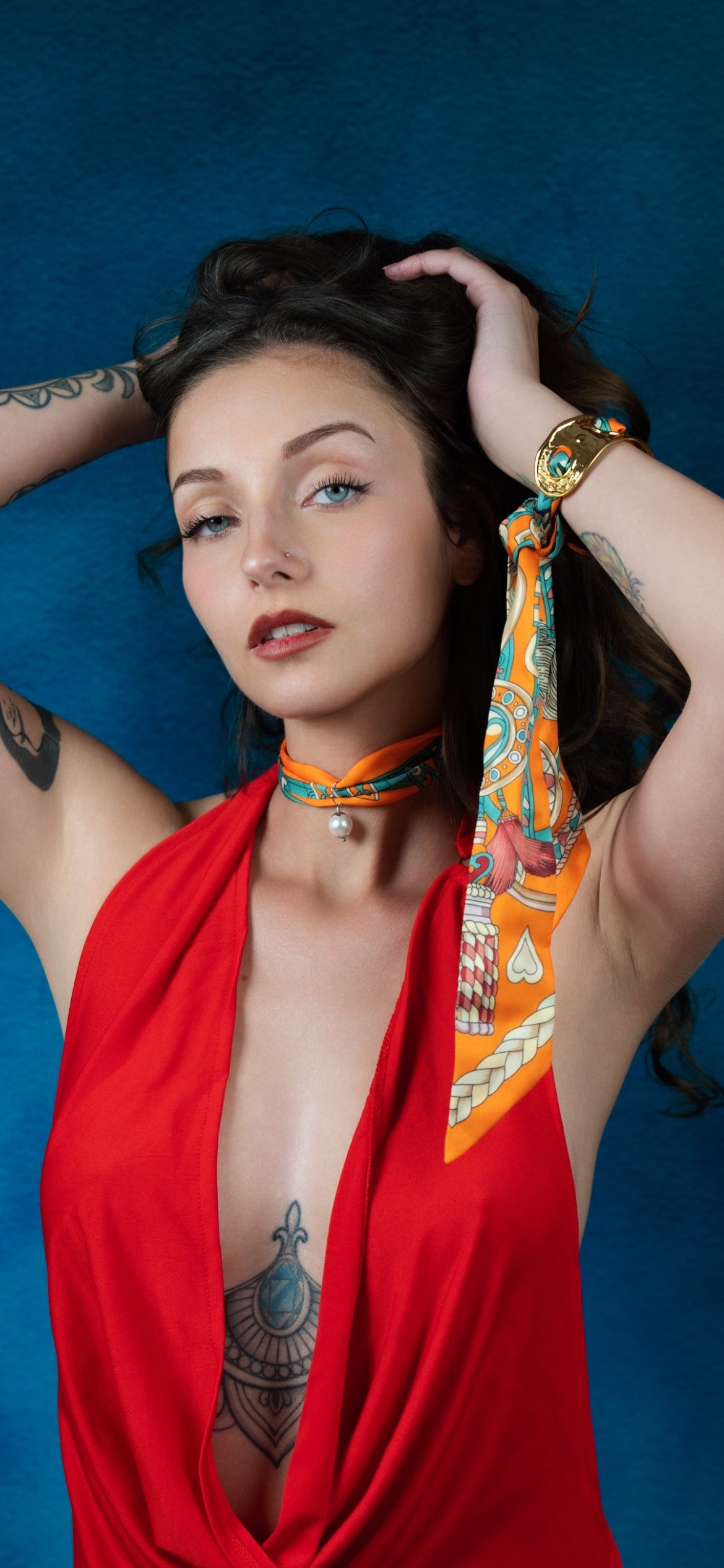 Choker di raso romantico con perla 