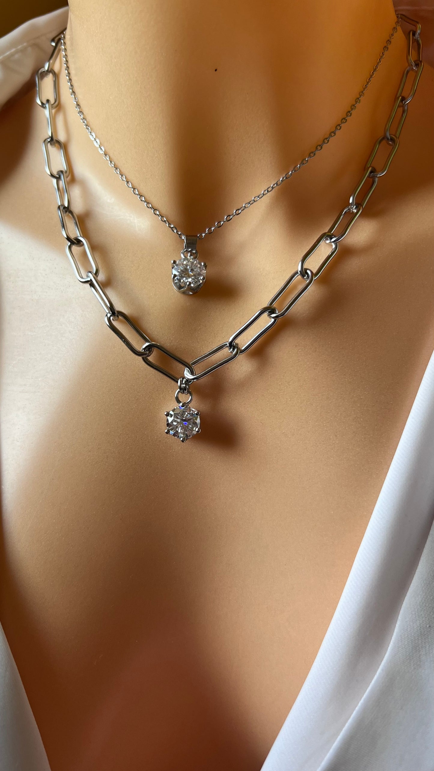 Girocollo in acciaio e Moissanite da 3 carati