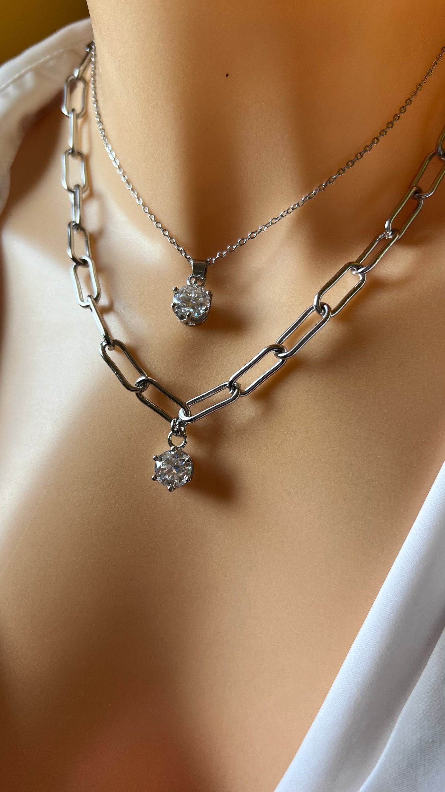 Girocollo in acciaio e Moissanite da 3 carati