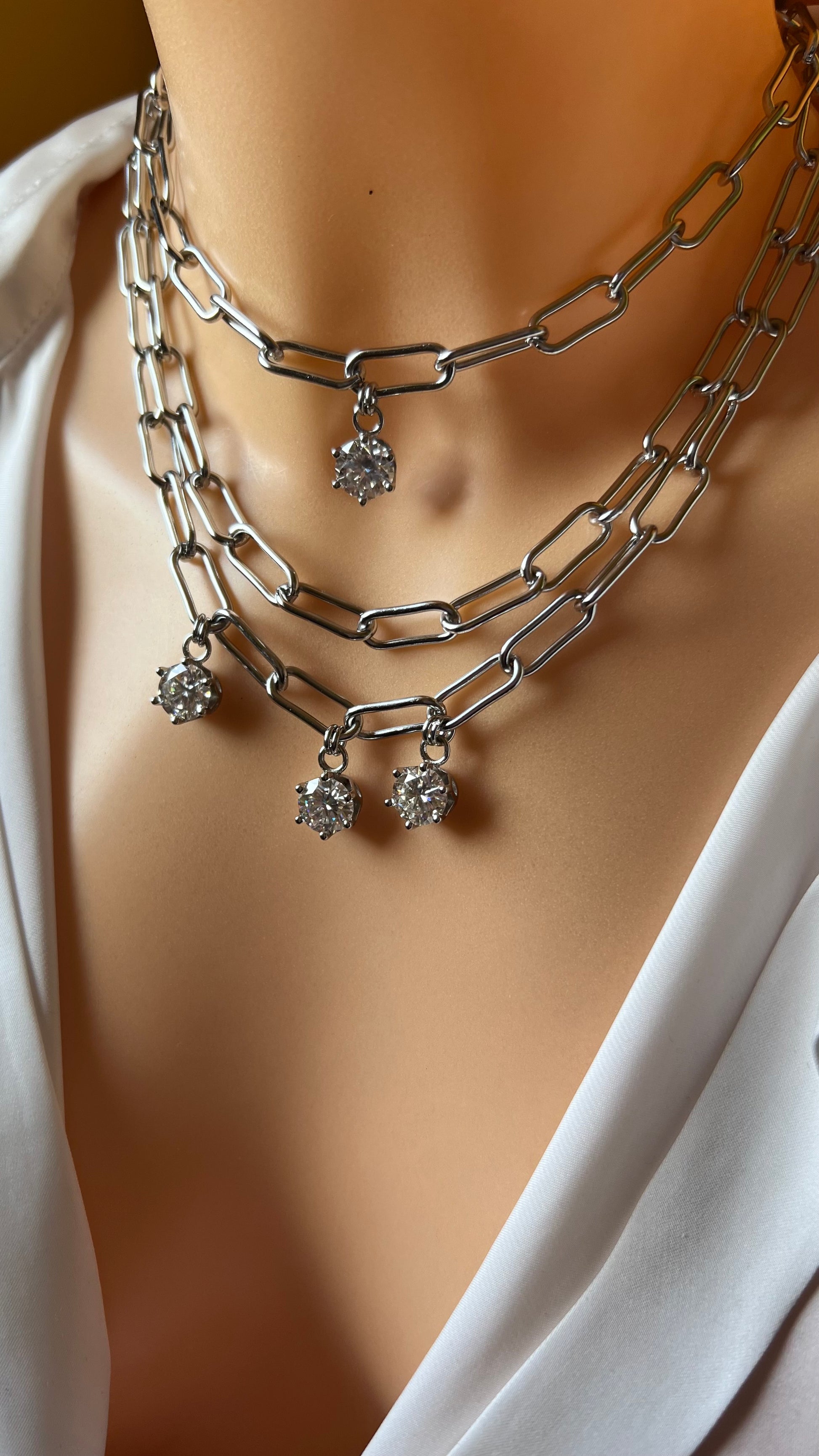 Girocollo in acciaio e moissanite