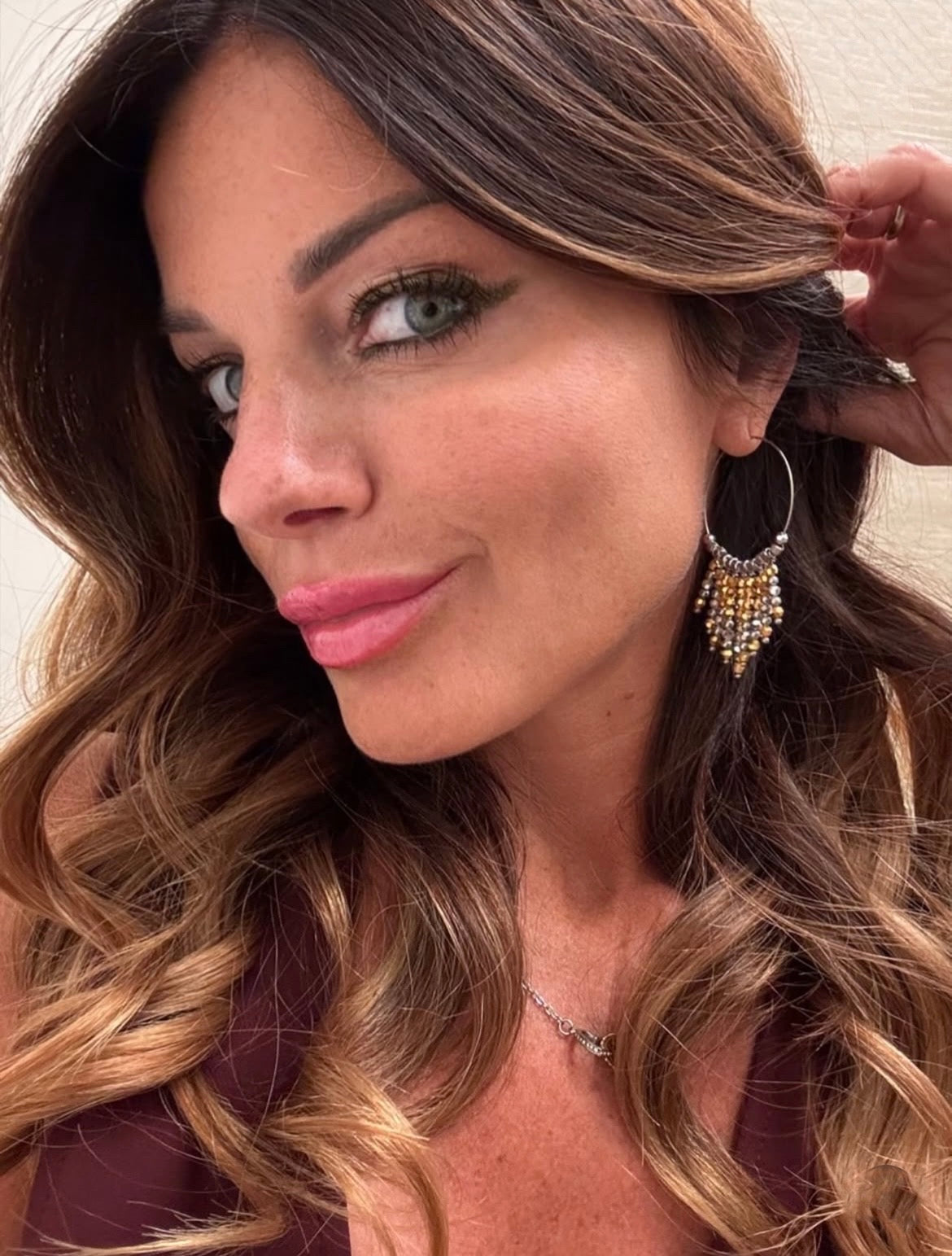 Mono orecchino in acciaio e cristalli firmato Vizio Gioielli