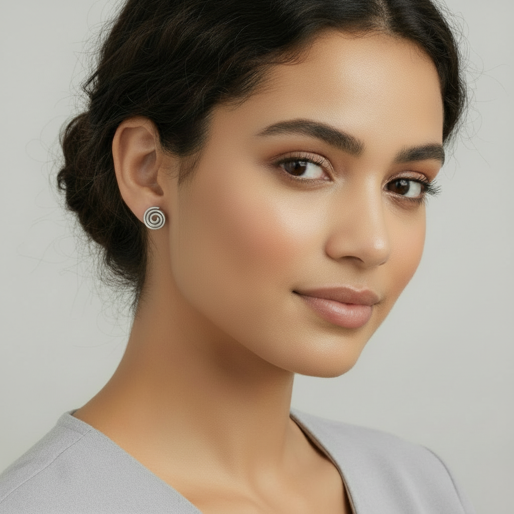 Orecchini a lobo in acciaio a spirale