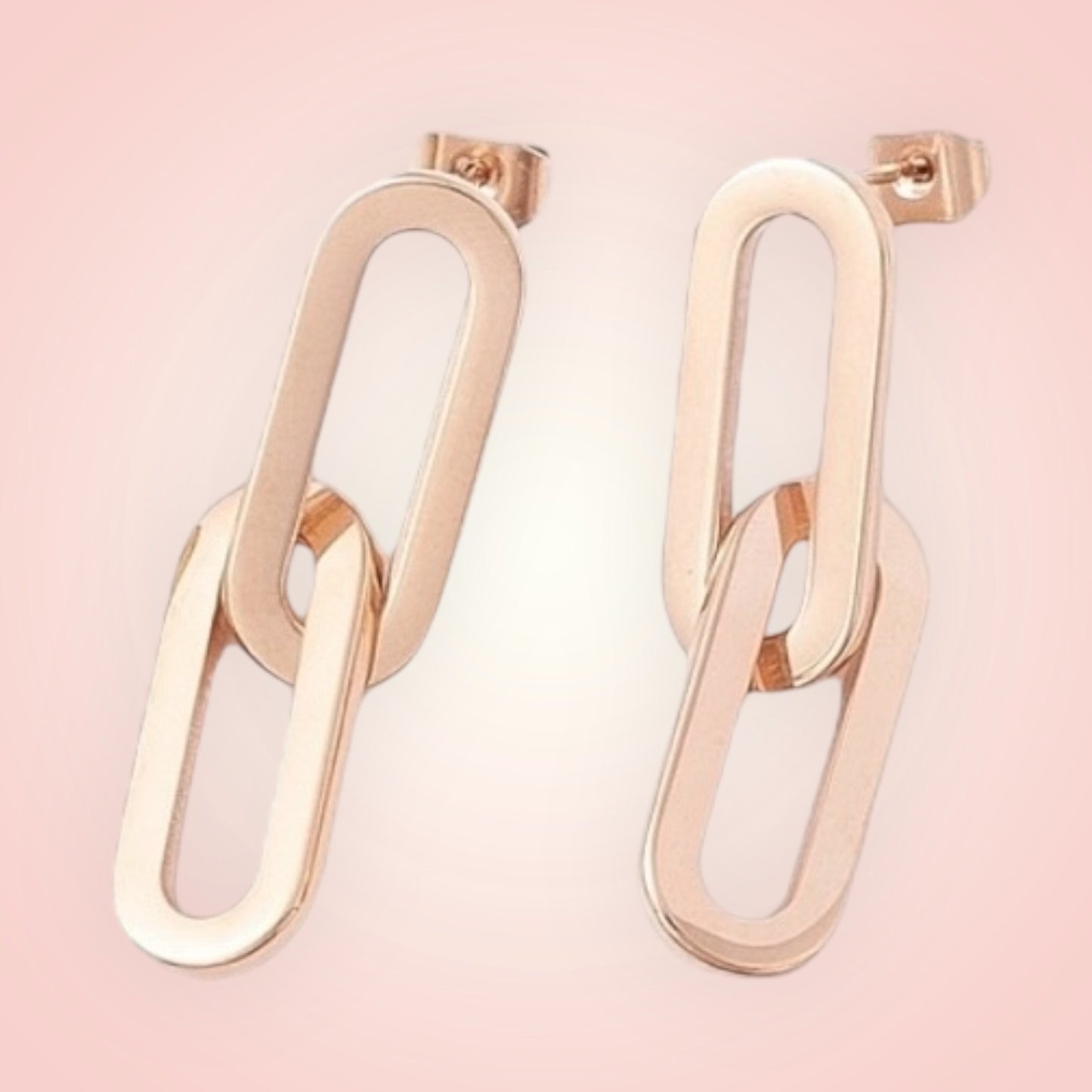 Orecchini pendenti paperclip oro rosa