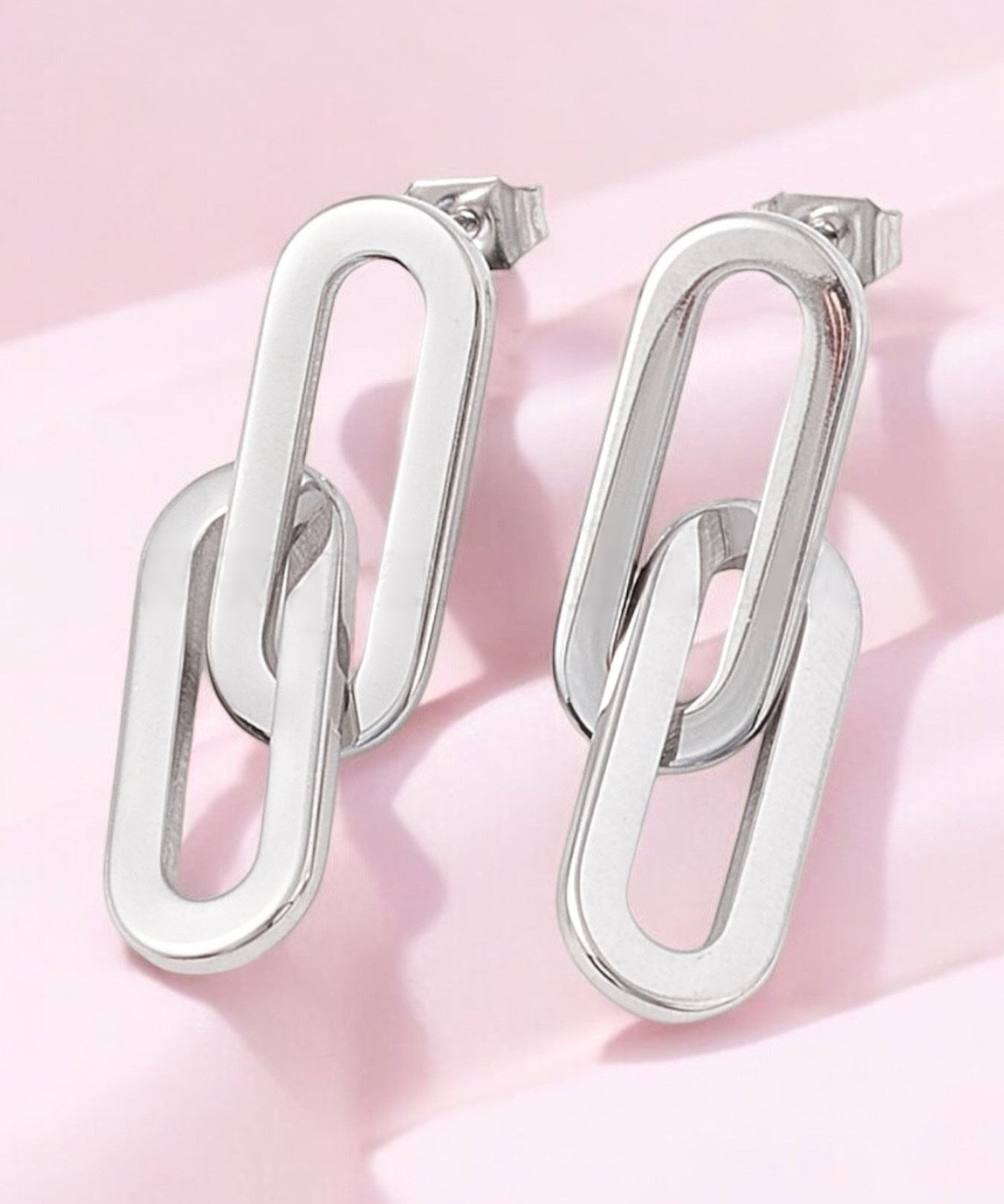 Orecchini pendenti paperclip silver color