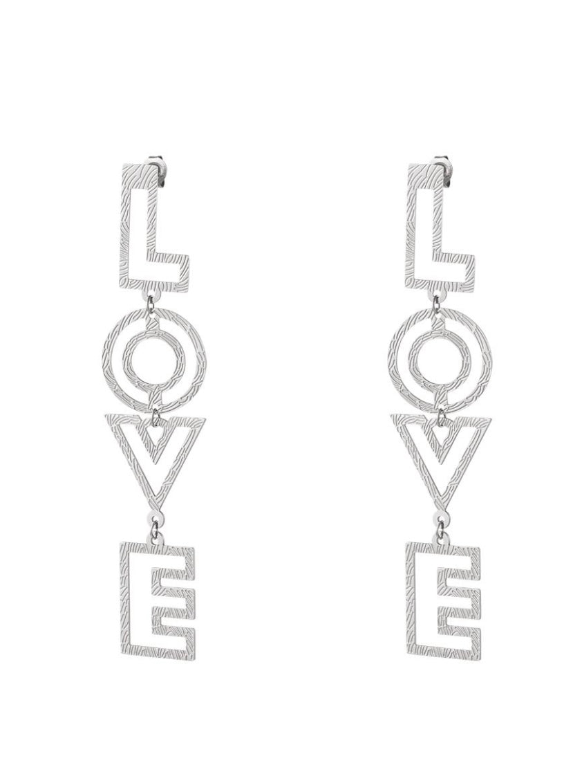 Orecchini LOVE pendenti silver color