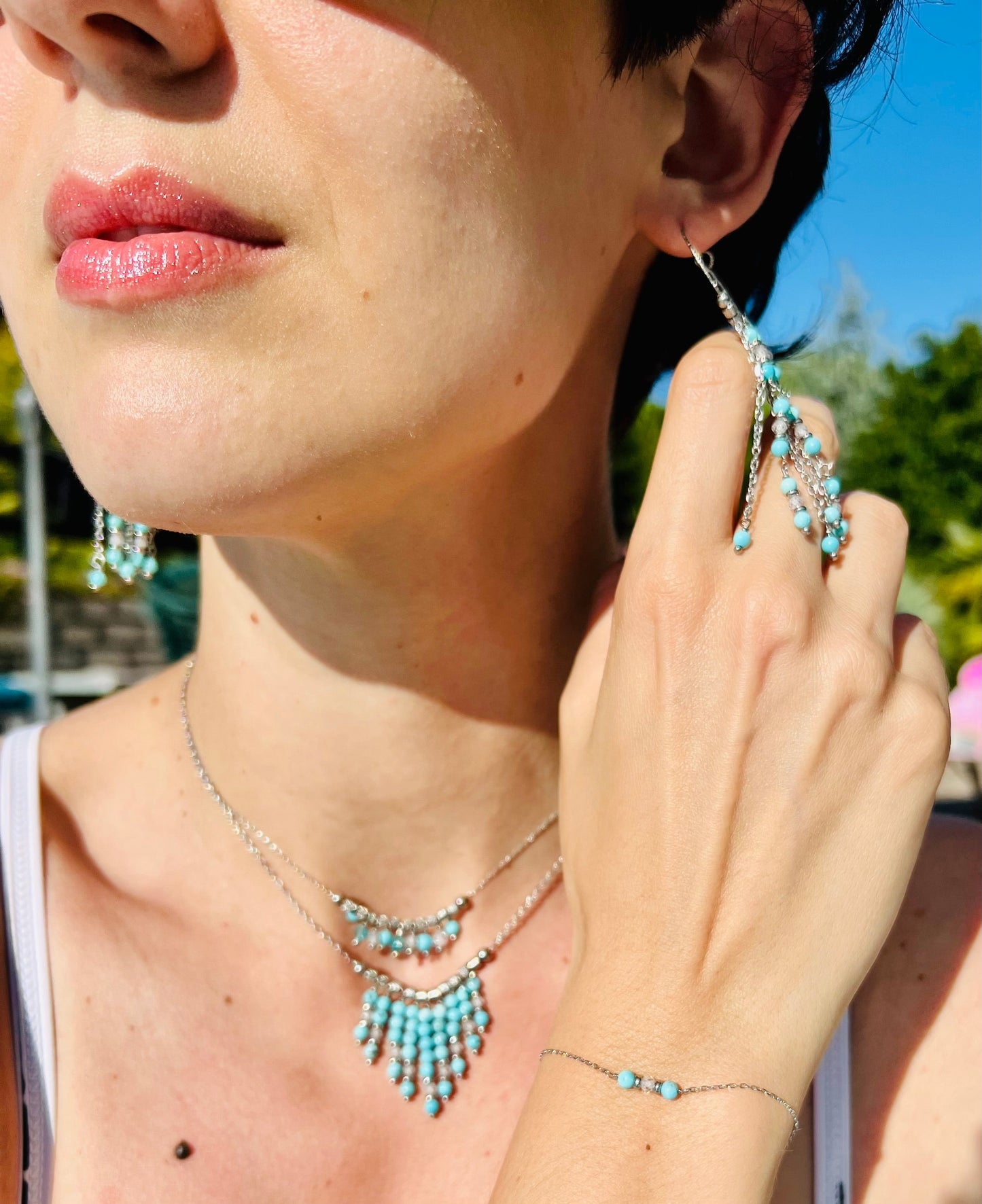 Girocollo in acciaio e pietre naturali