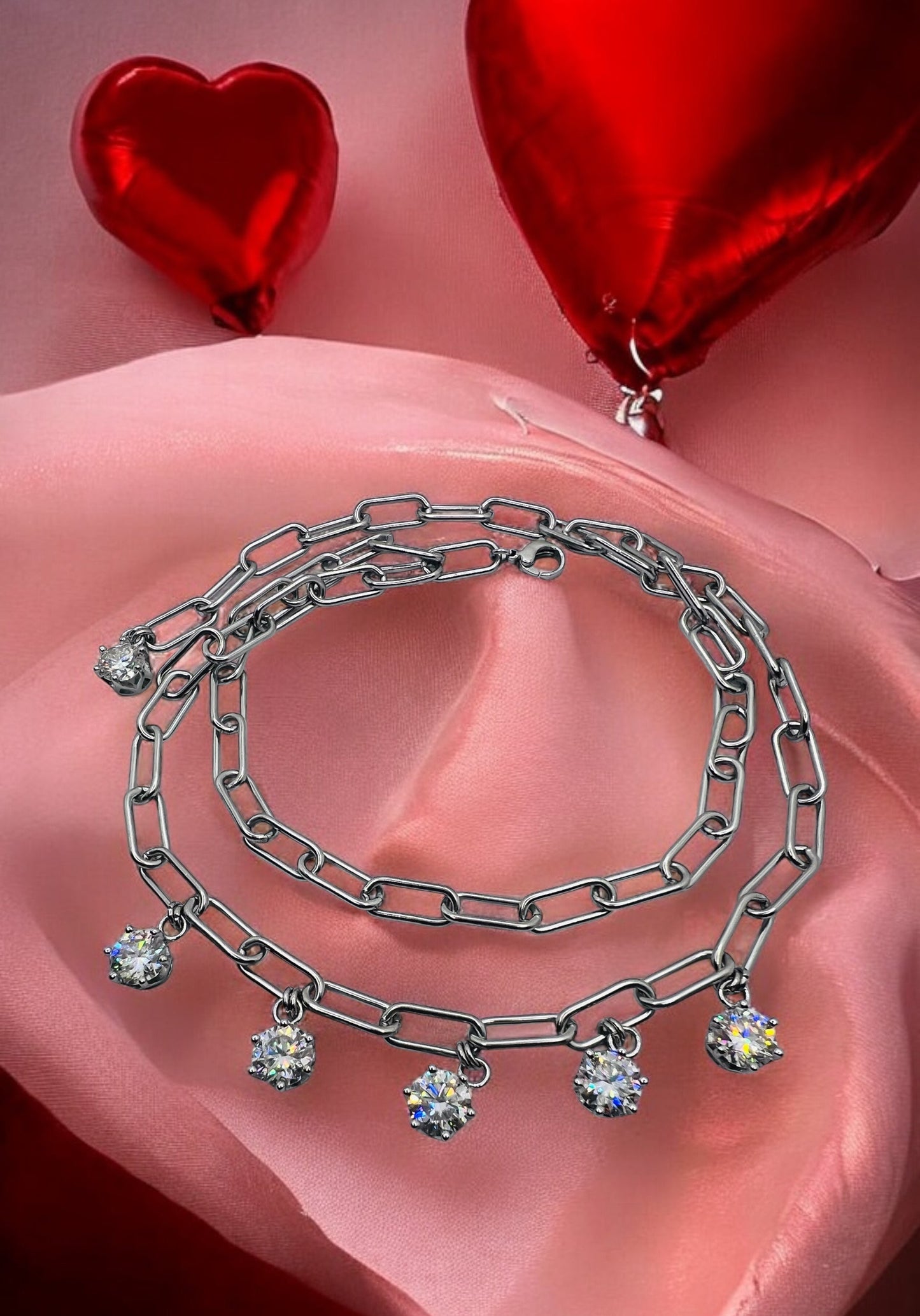 Girocollo in acciaio e moissanite