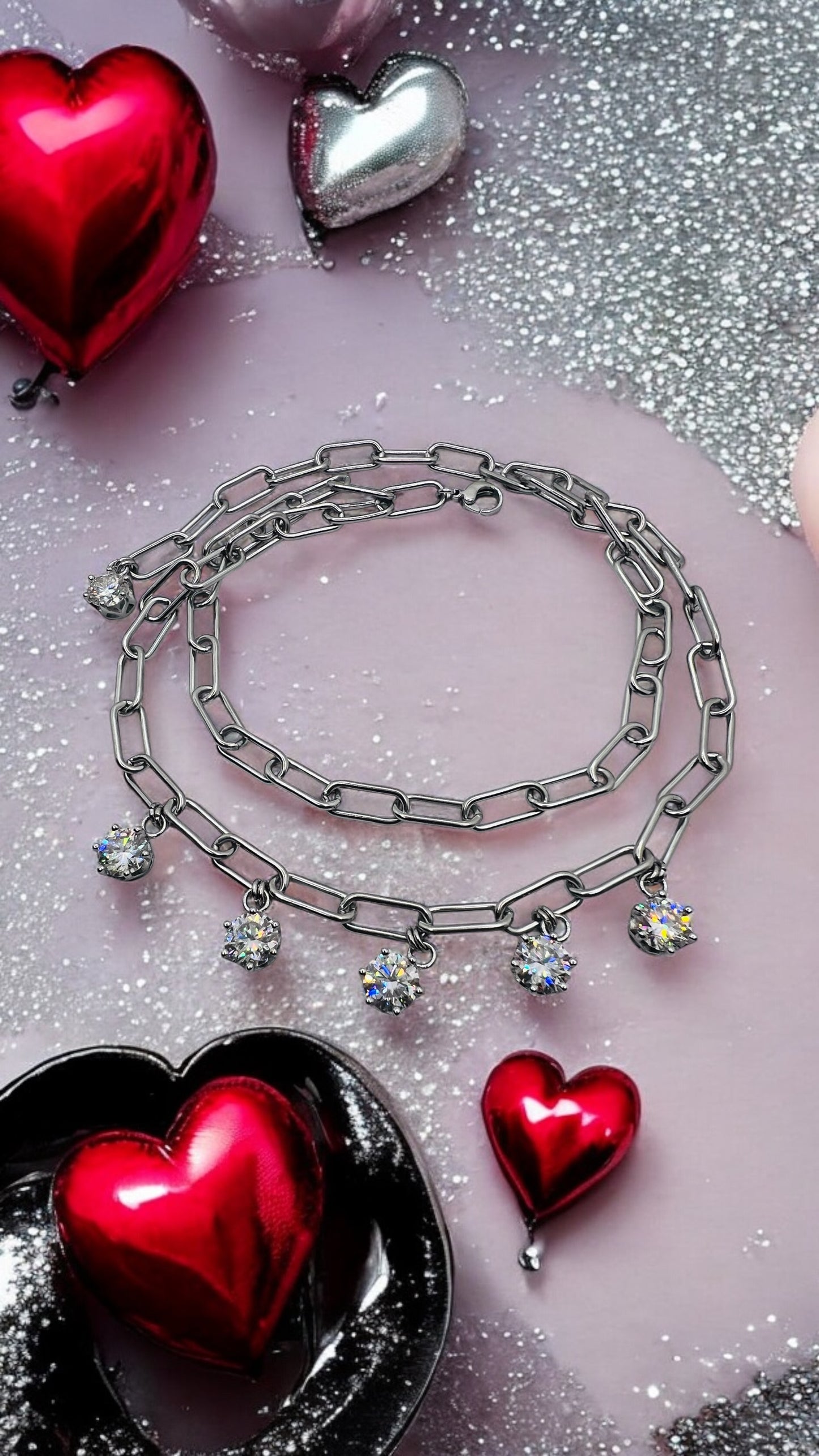 Girocollo in acciaio e moissanite