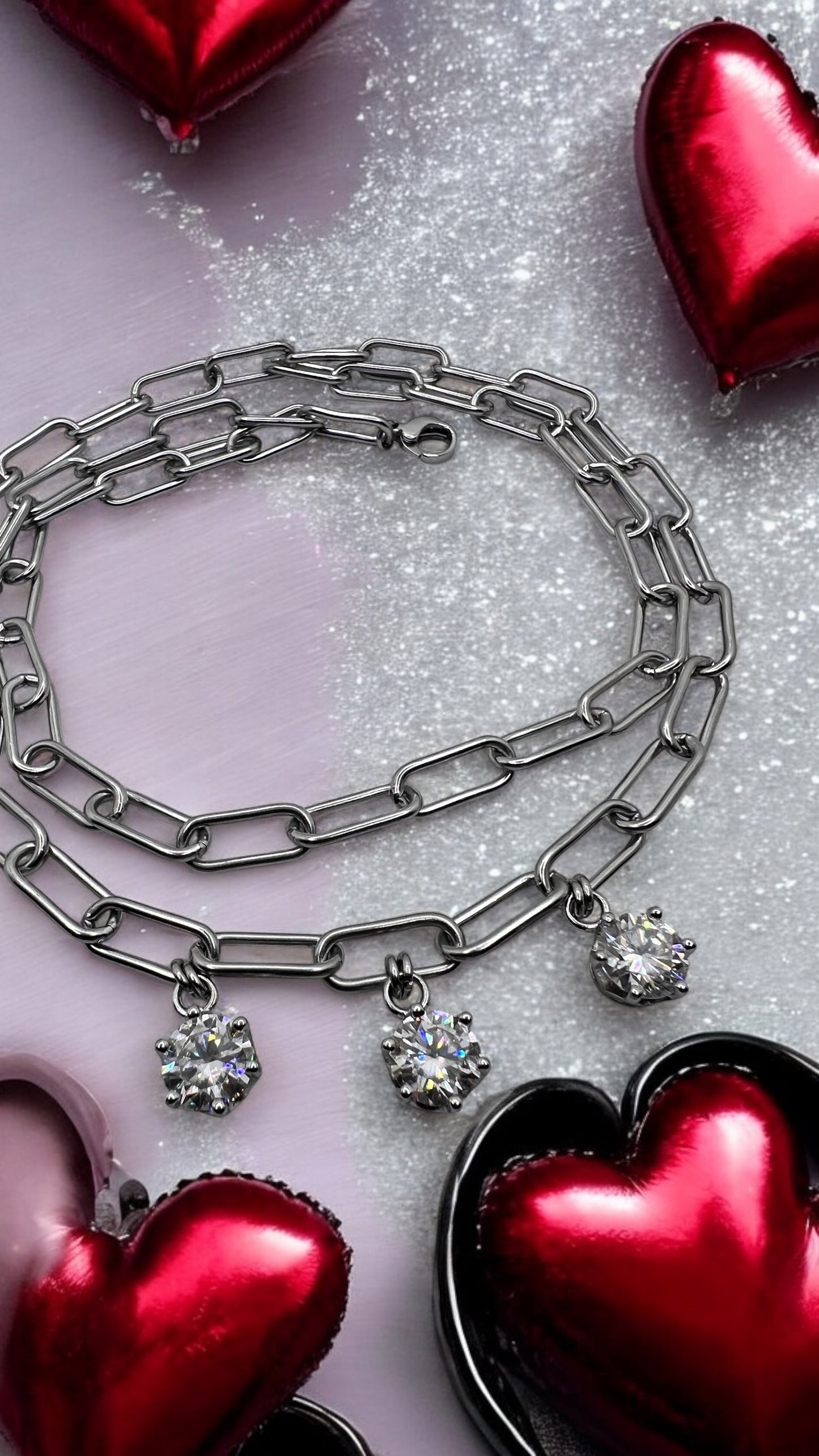 Girocollo in acciaio e moissanite