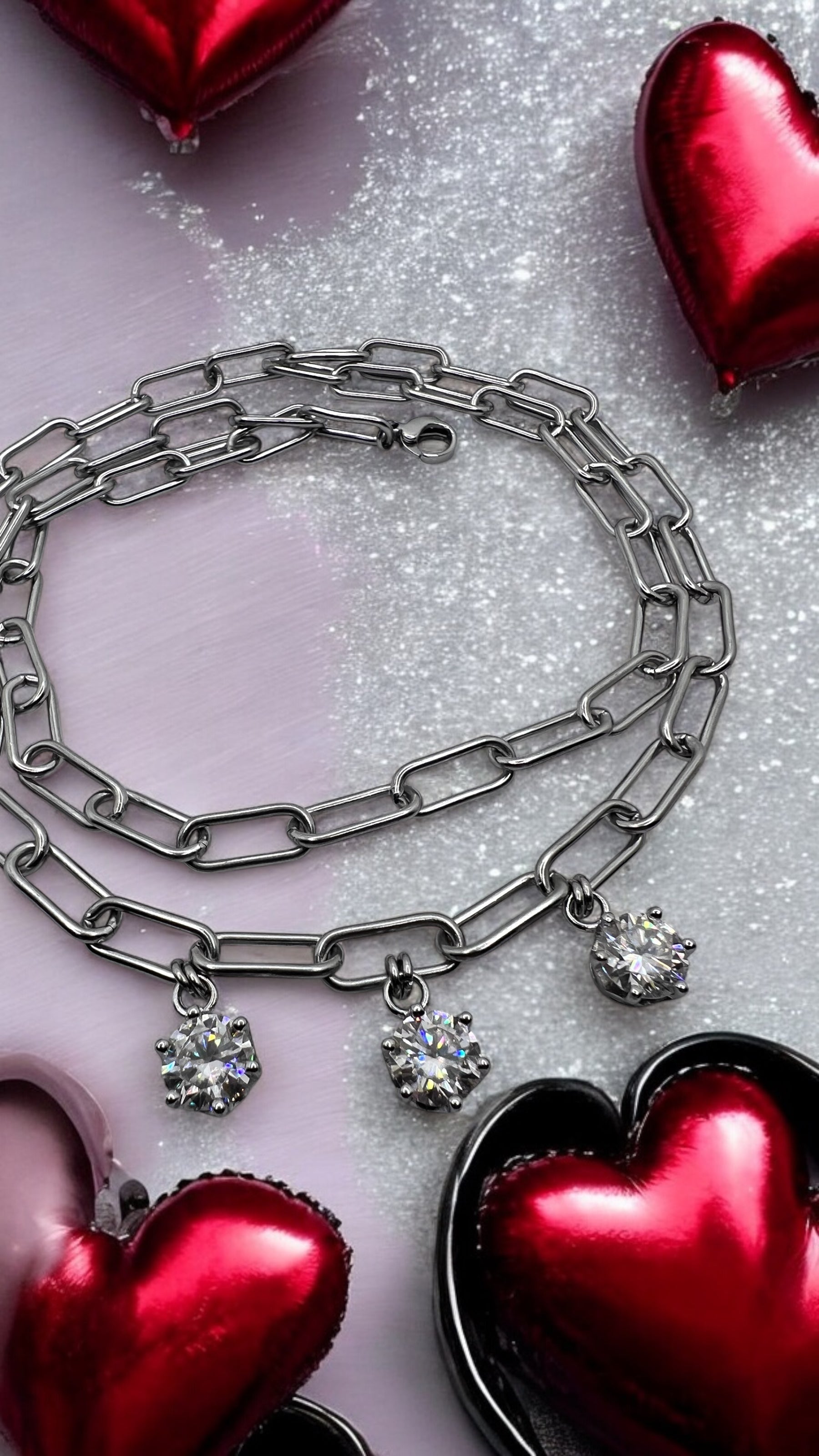 Girocollo in acciaio e moissanite