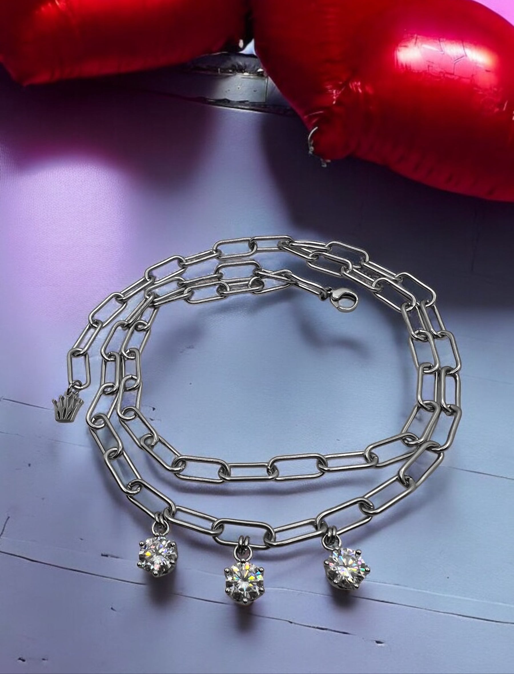 Girocollo in acciaio e moissanite