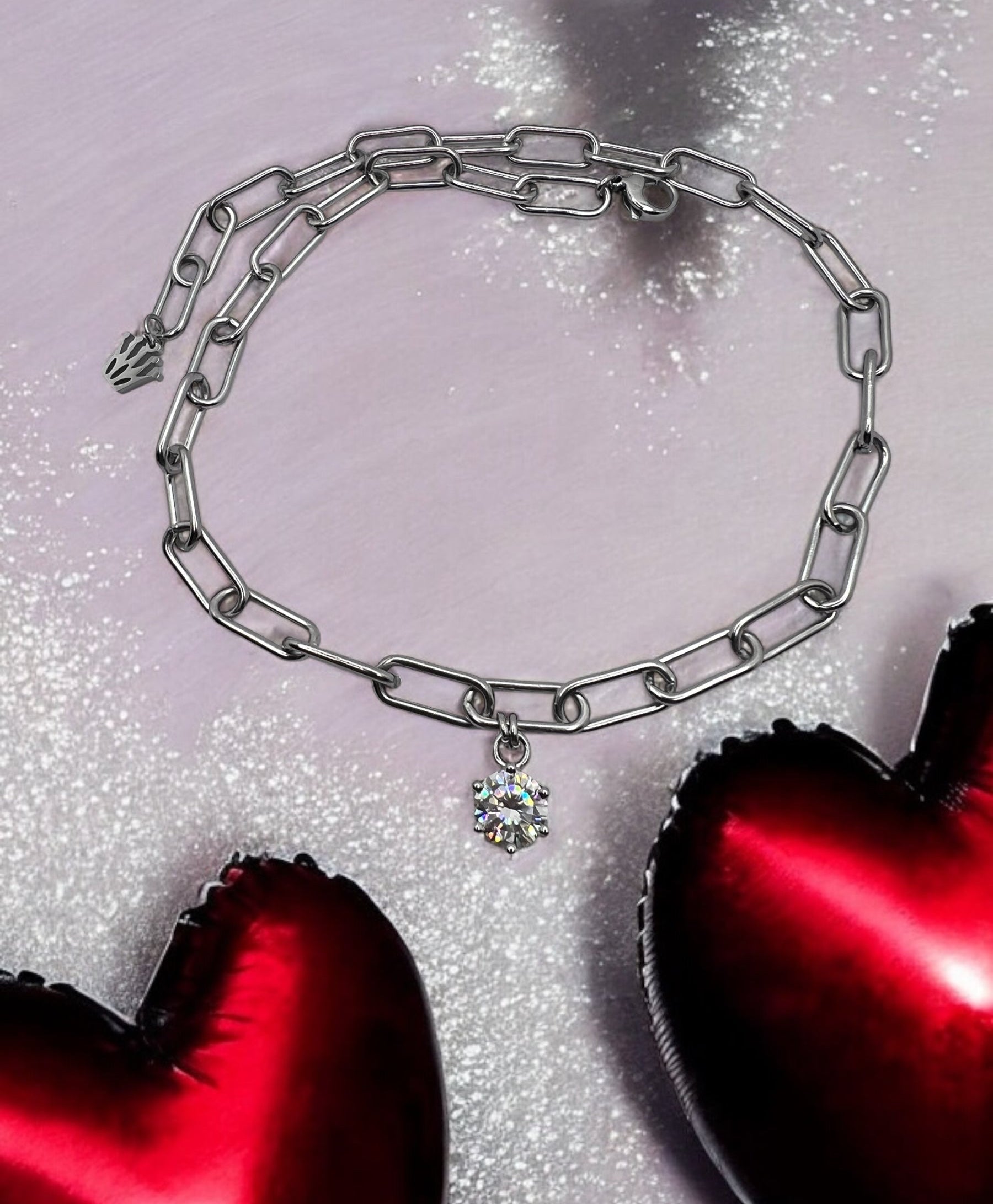 Girocollo in acciaio e moissanite