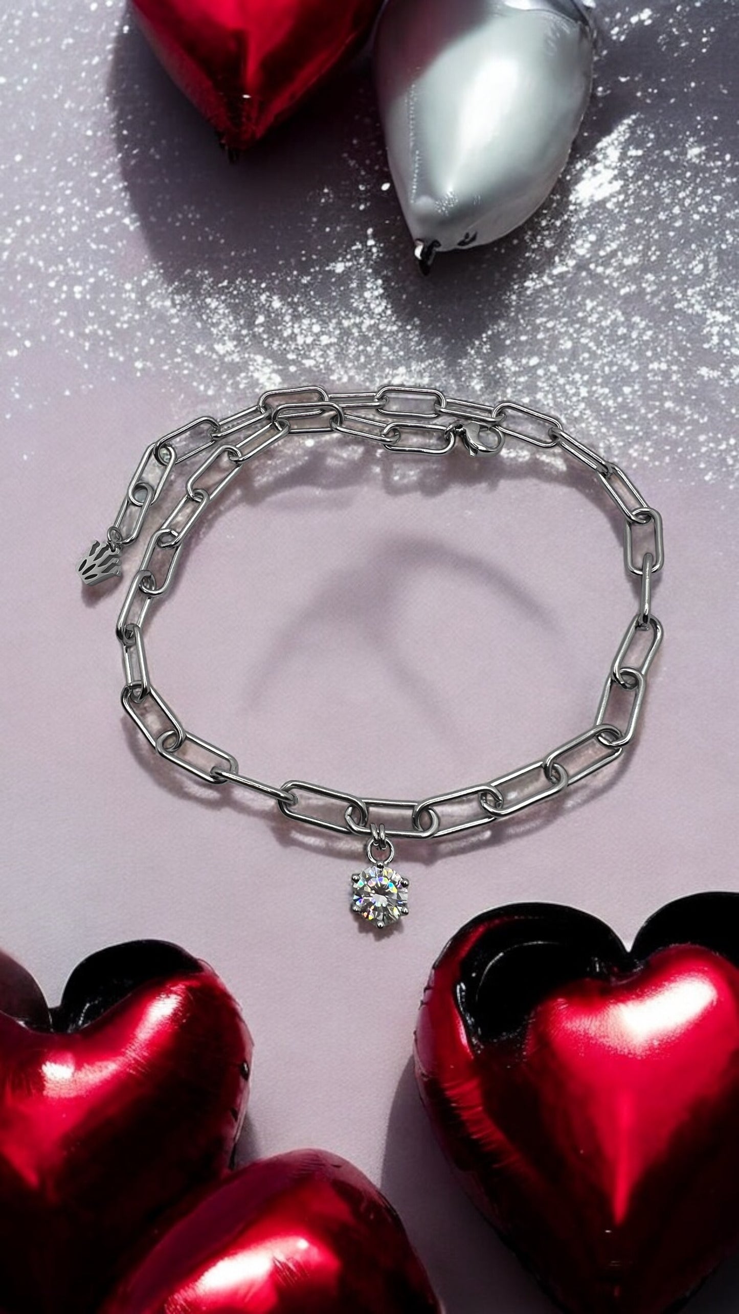 Girocollo in acciaio e moissanite