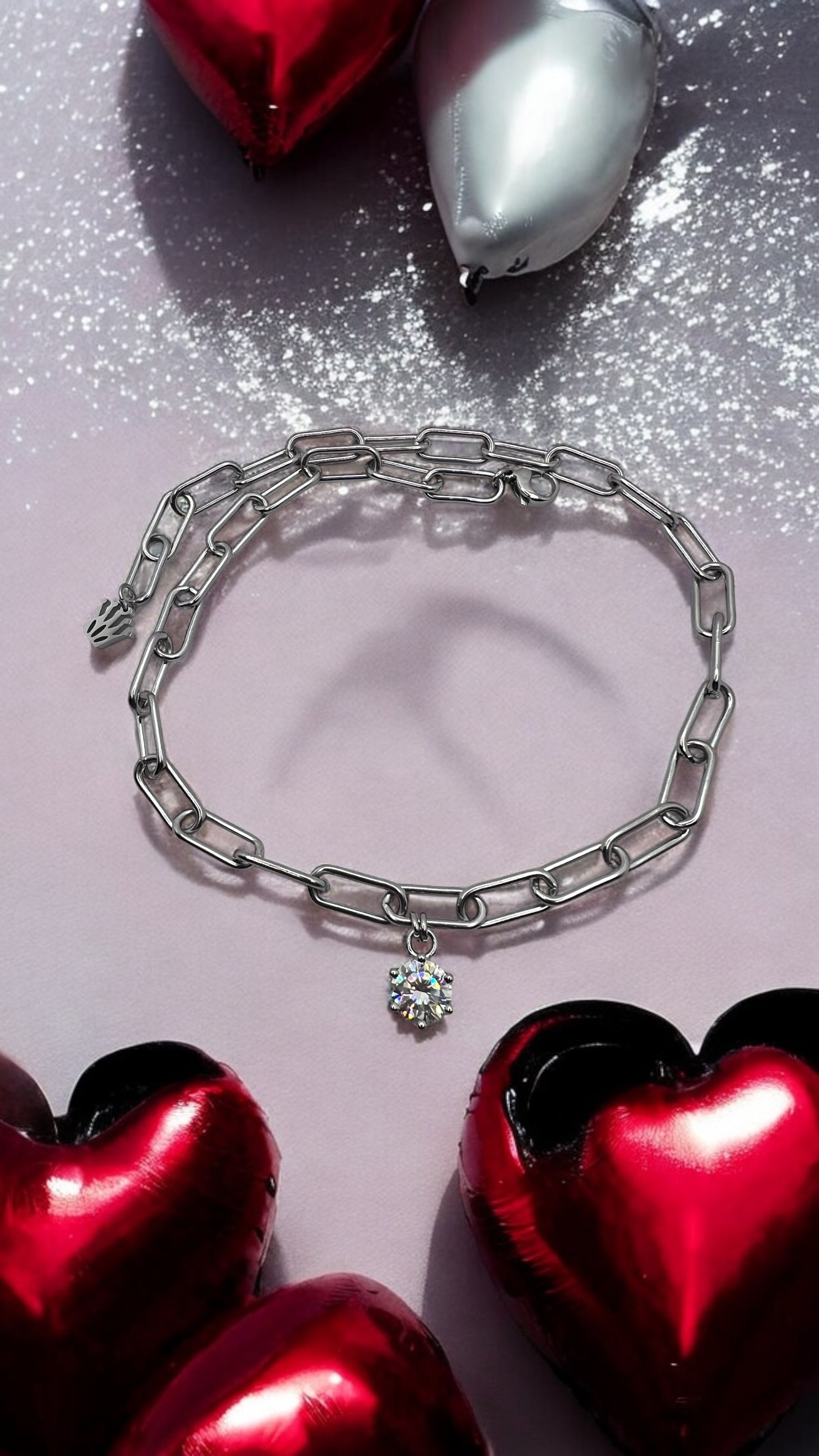 Girocollo in acciaio e moissanite