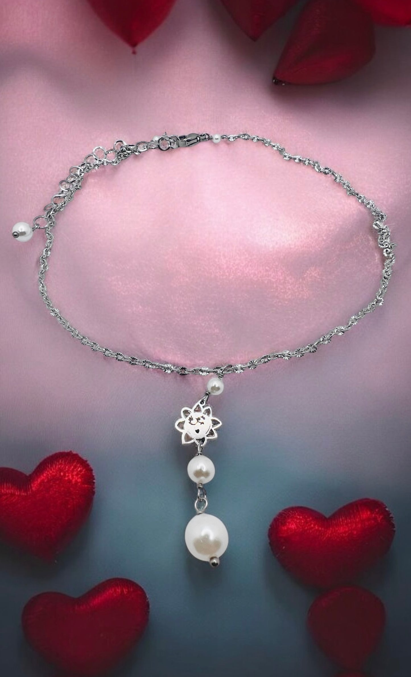 Girocollo in acciaio e perle di madreperla