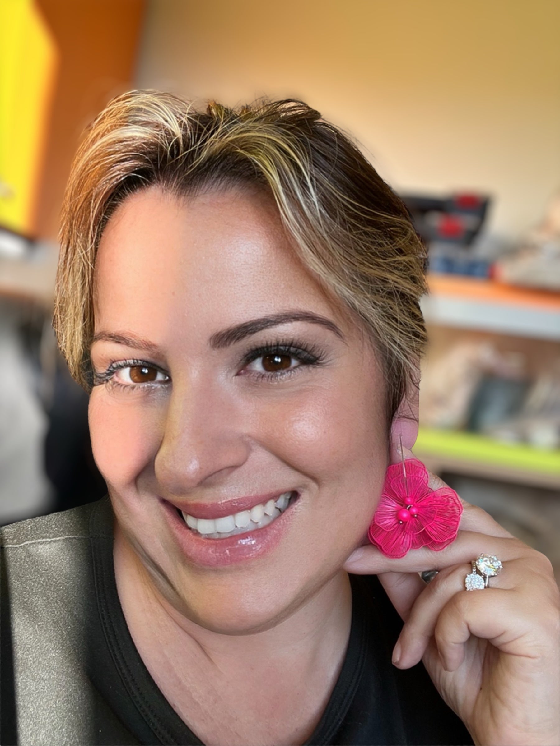 Mono orecchino in acciaio e perle Swarovski 