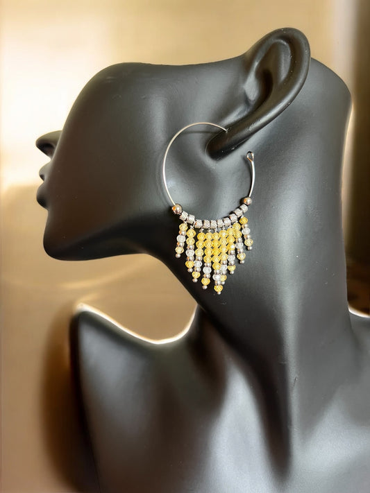 Mono orecchino in acciaio e zirconi