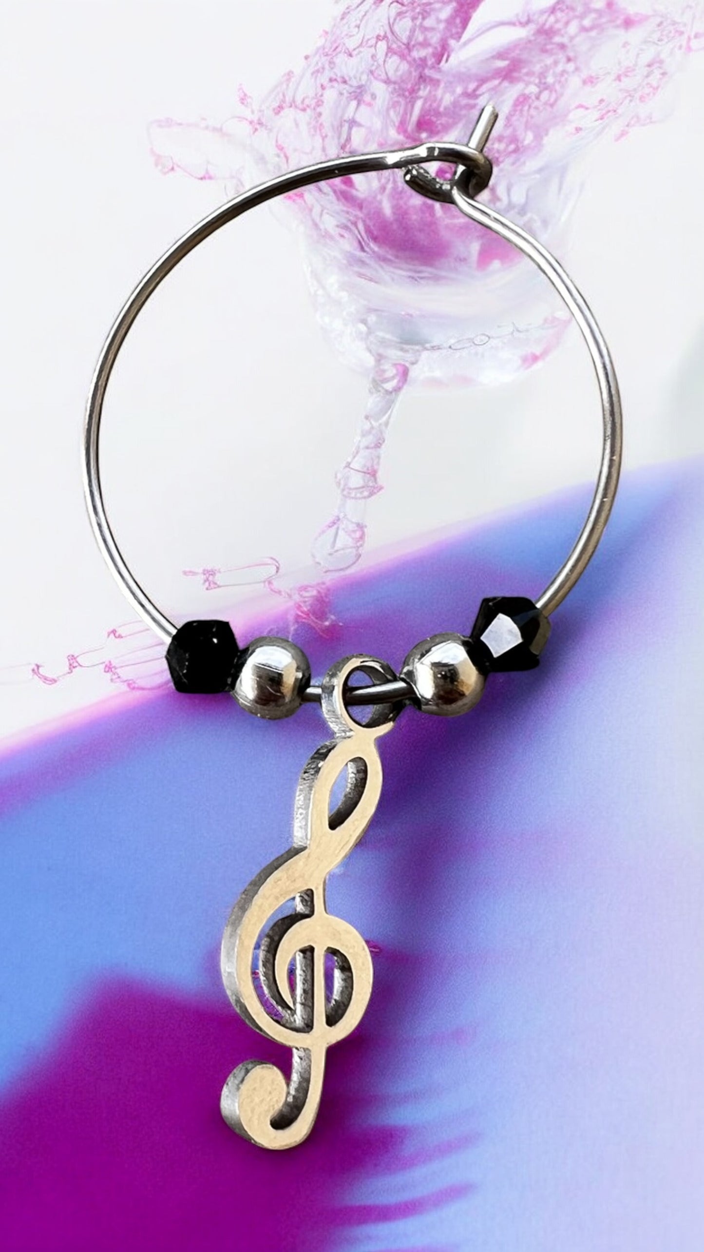 Mono orecchino in acciaio e cristalli Swarovski Neri