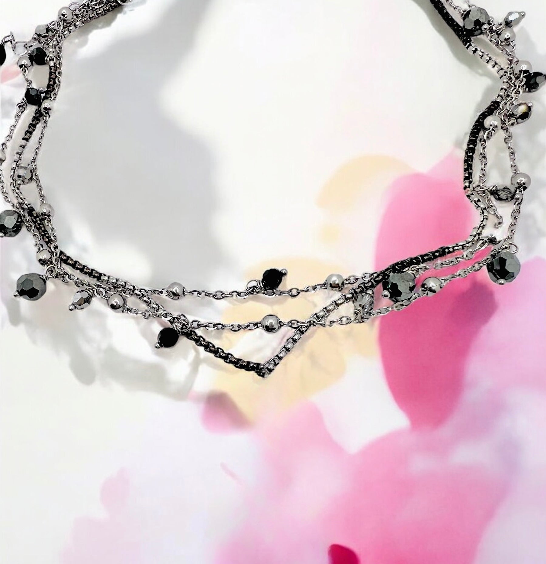 Girocollo in acciaio e cristalli Swarovski