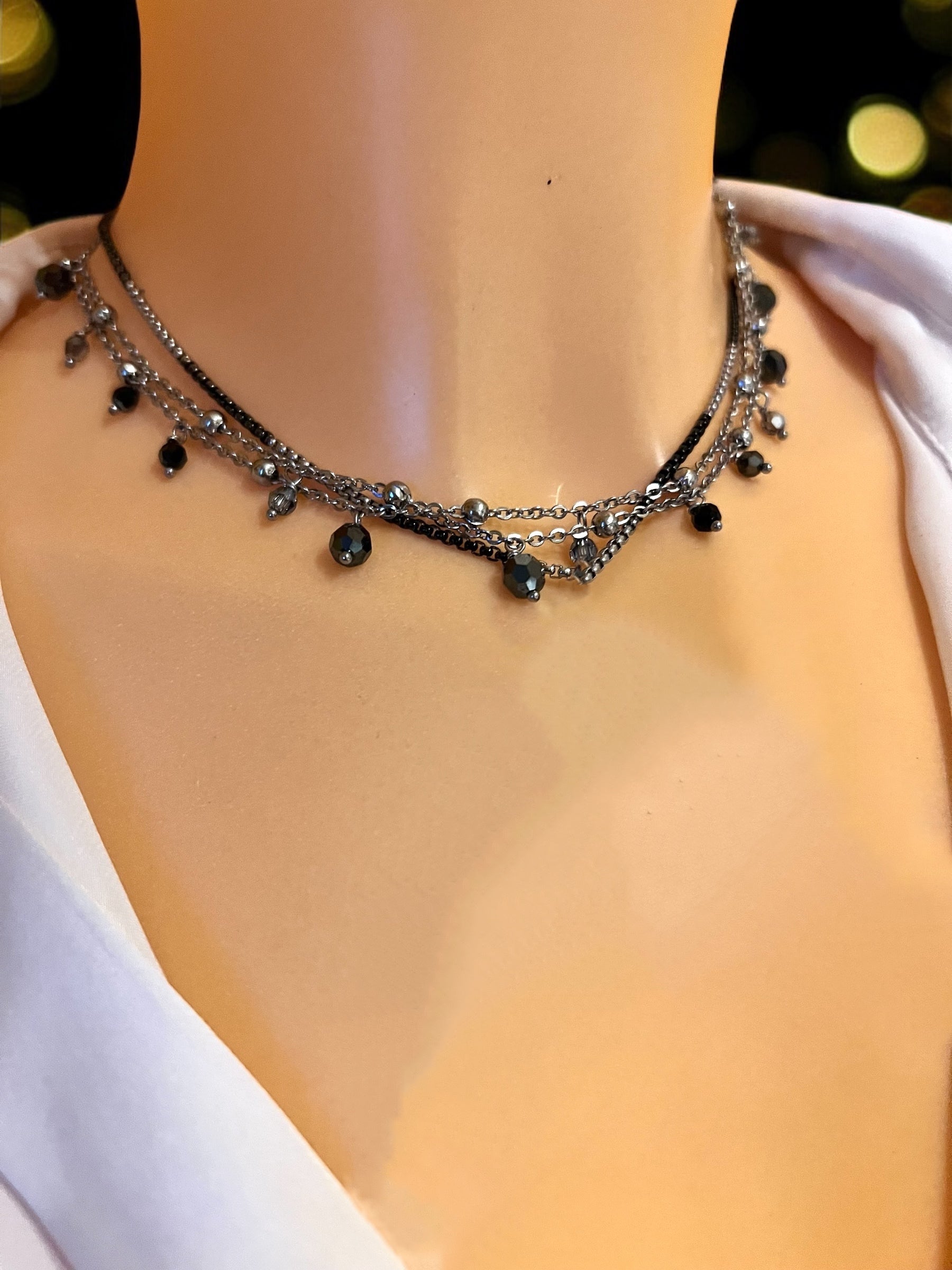 Girocollo in acciaio e cristalli Swarovski