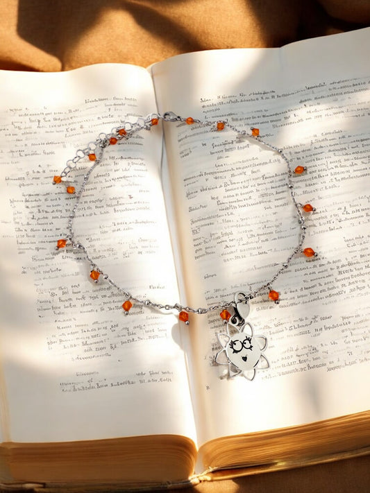 Girocollo in acciaio e cristalli Swarovski arancioni