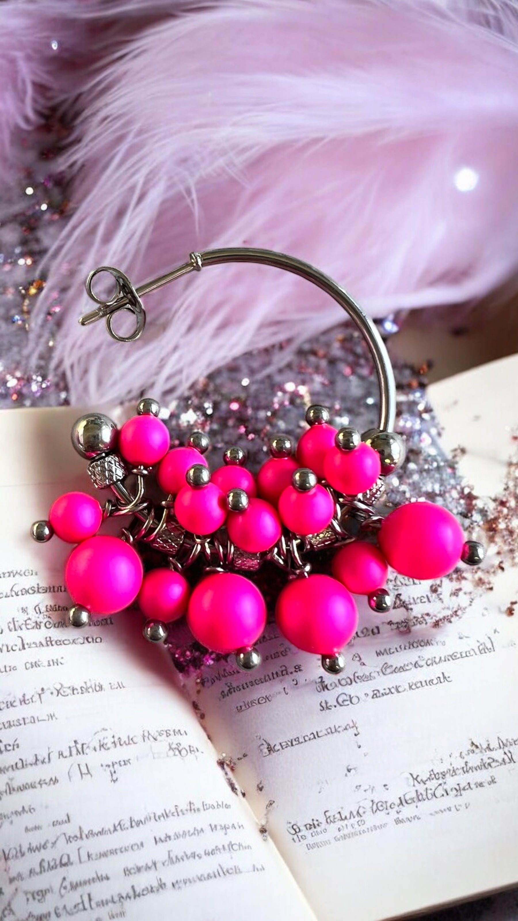 Mono orecchino in acciaio e perle Swarovski 