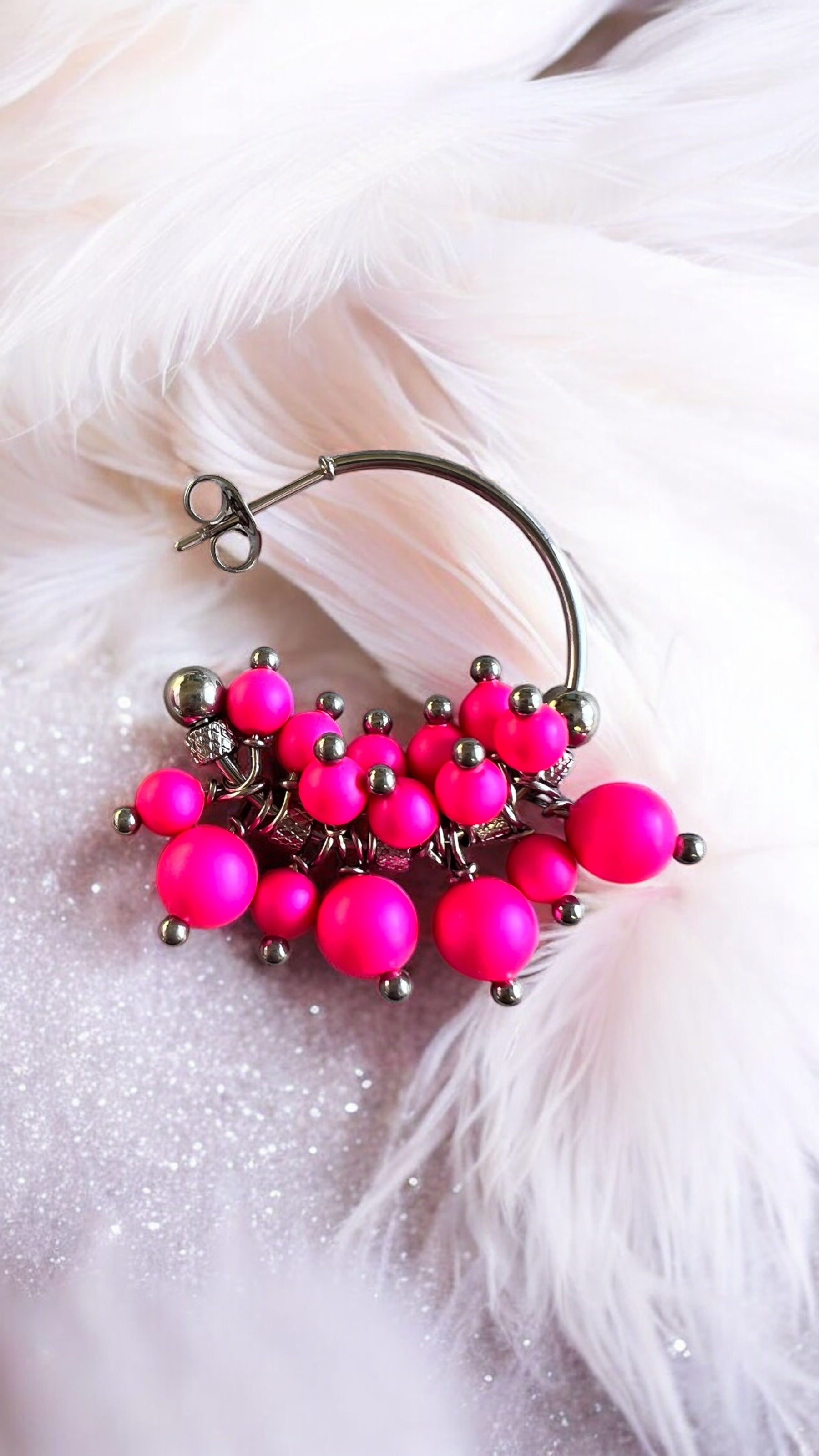 Mono orecchino in acciaio e perle Swarovski 