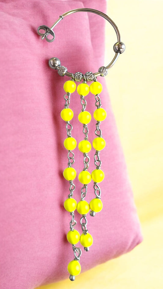 Mono orecchino in acciaio e perle Swarovski
