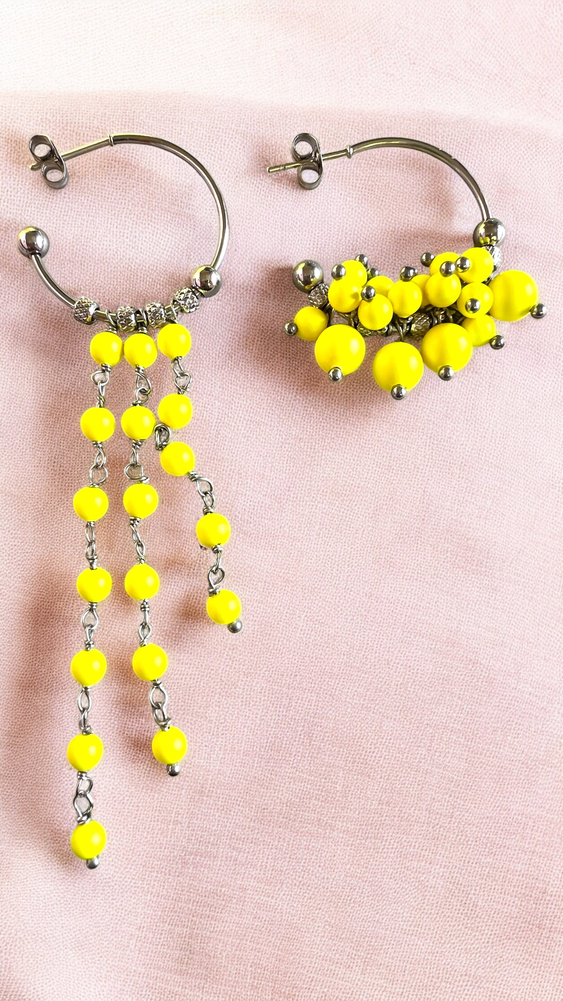 Mono orecchino in acciaio e perle Swarovski