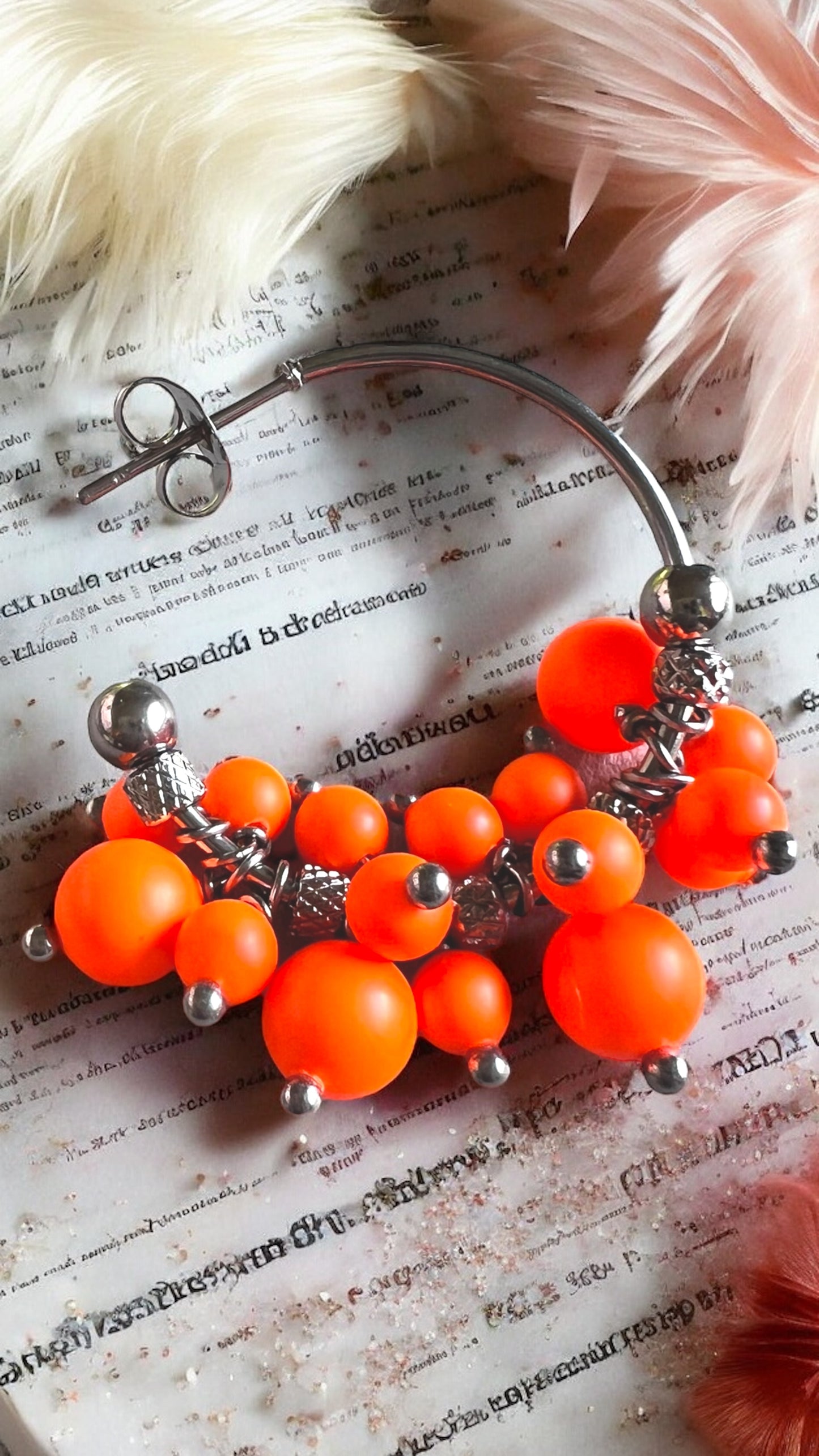 Mono orecchino in acciaio e perle Swarovski