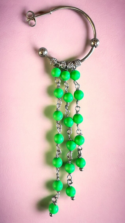 Mono orecchino in acciaio e perle Swarovski