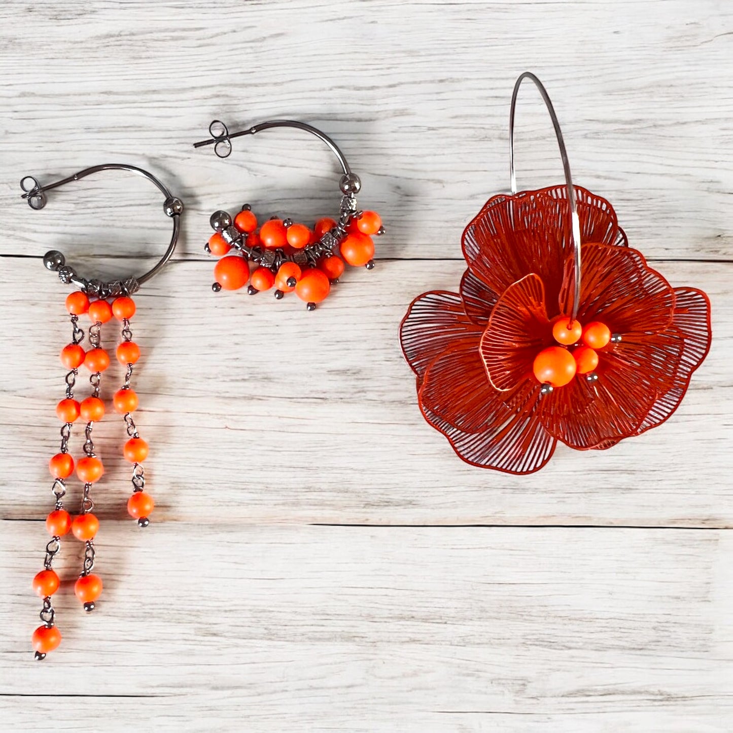 Mono orecchino in acciaio e perle Swarovski