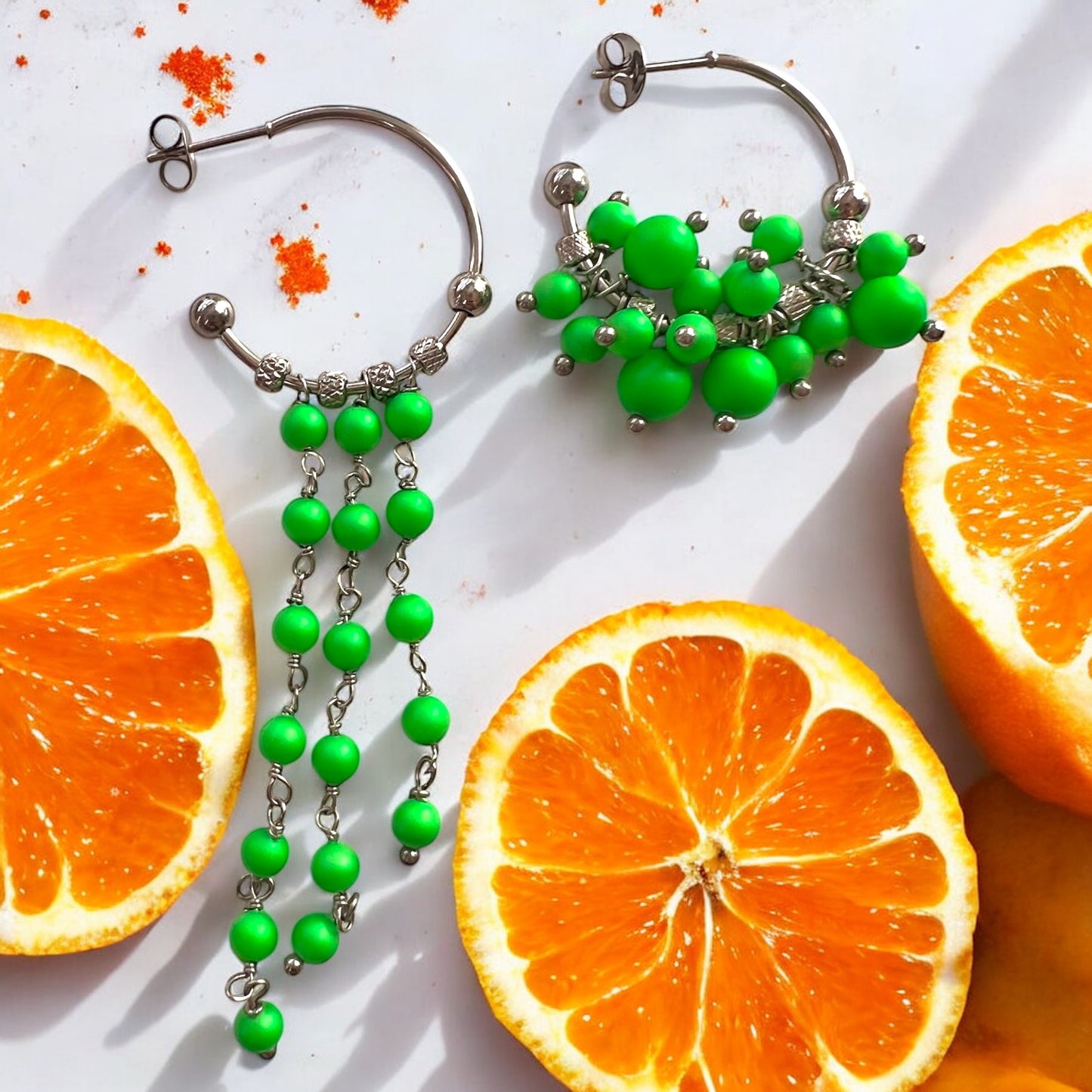 Mono orecchino in acciaio e perle Swarovski