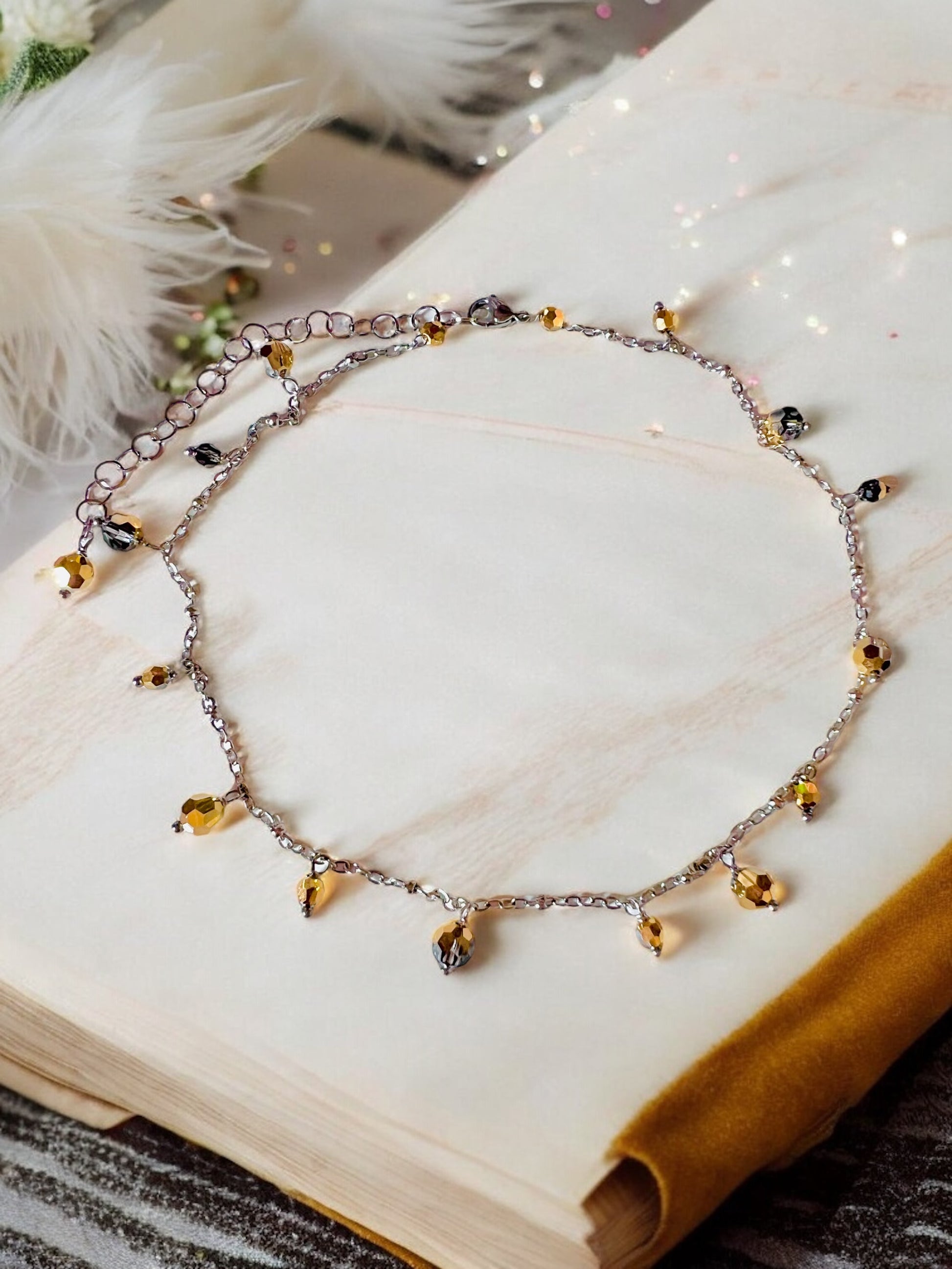 Girocollo in acciaio e cristalli