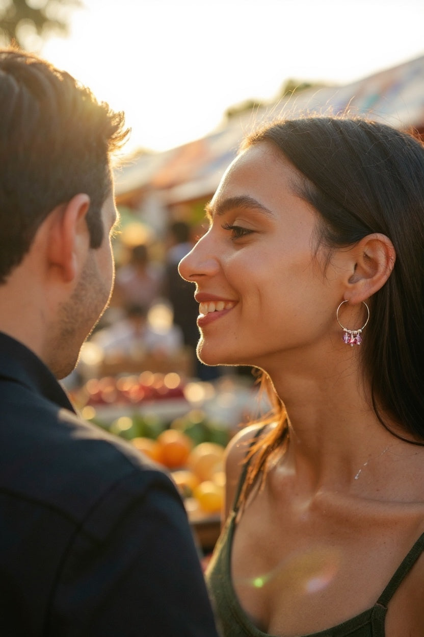 Mono orecchino in acciaio e cristalli