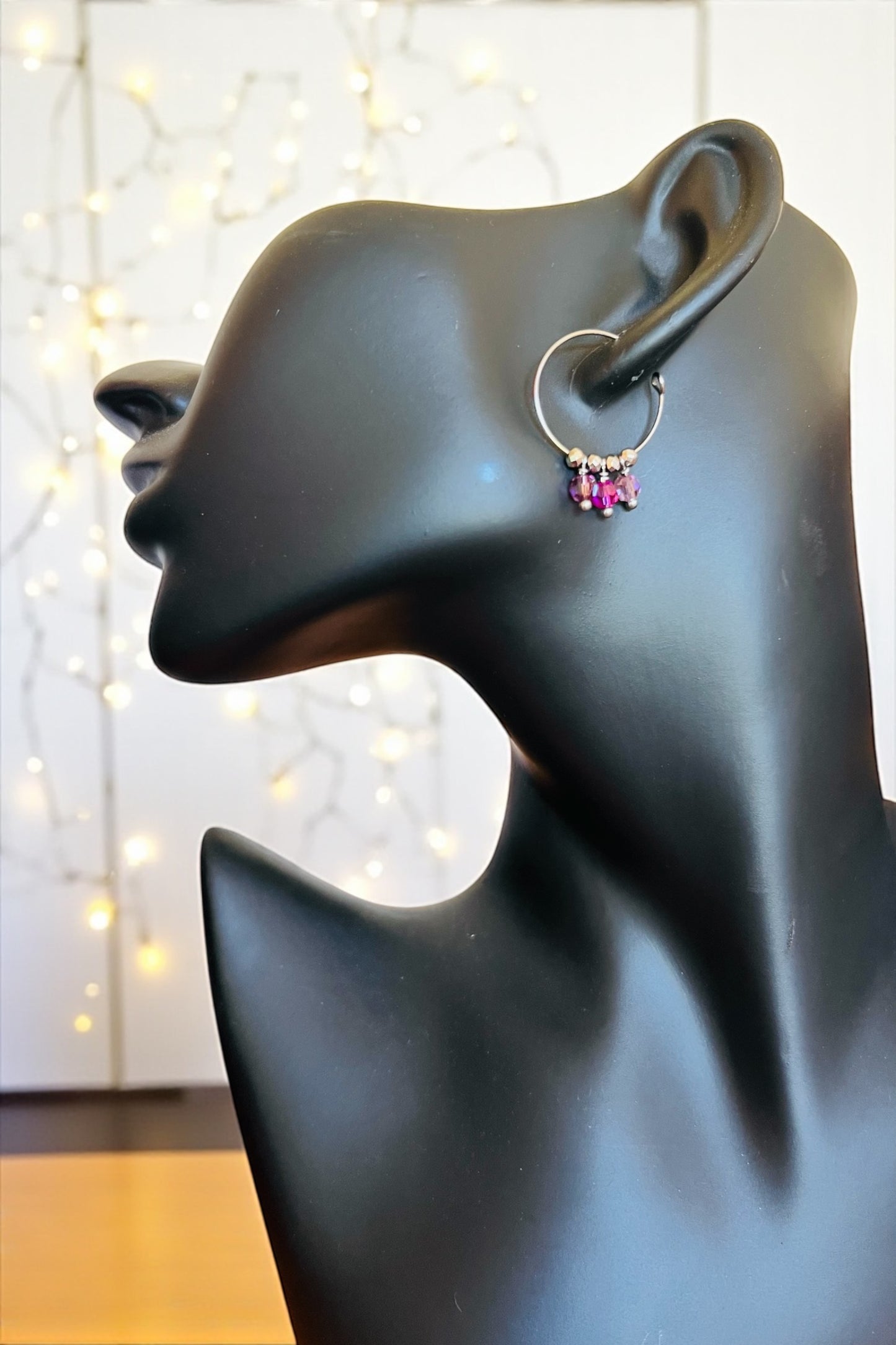 Mono orecchino in acciaio e cristalli