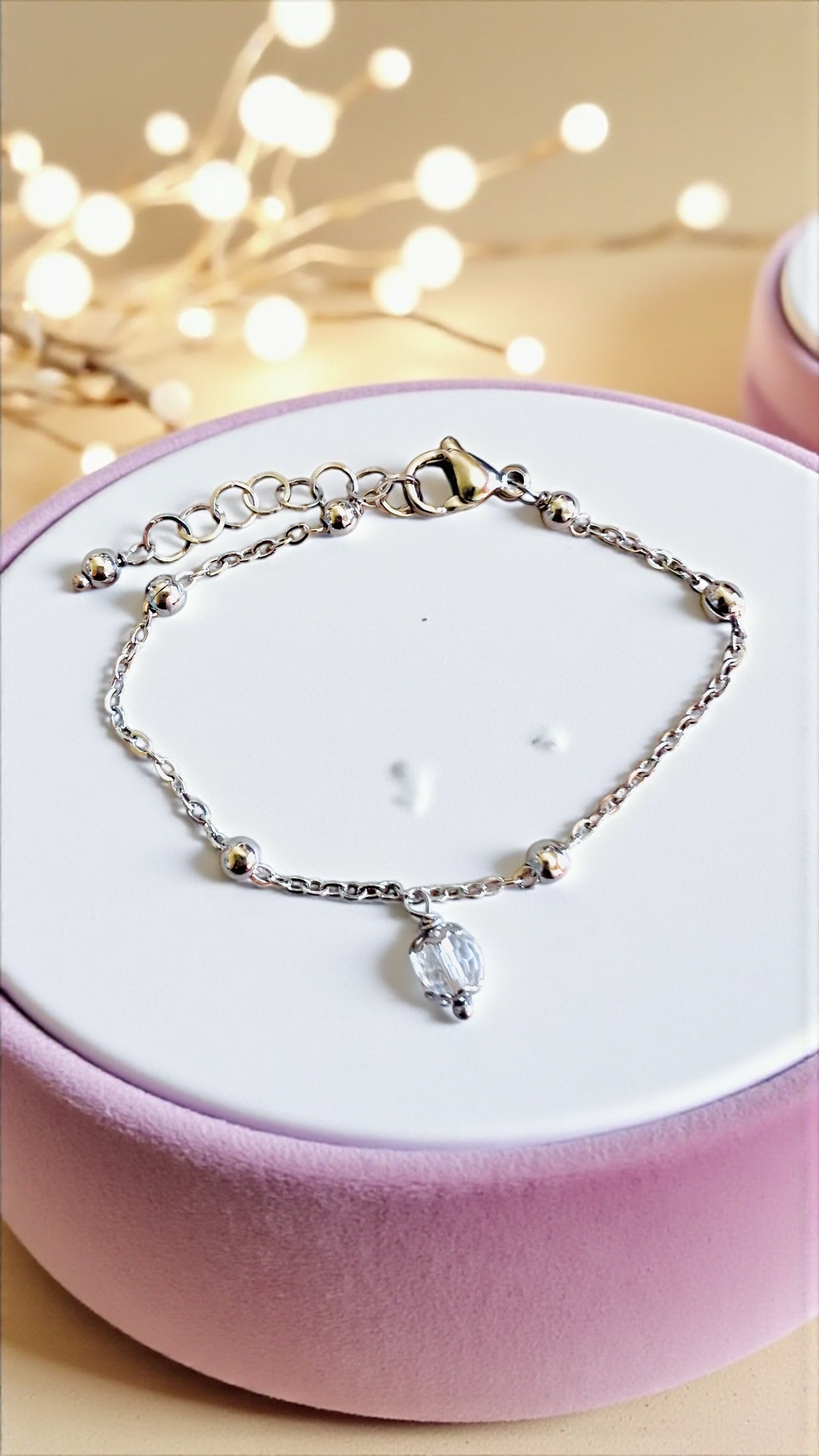 Bracciale in Acciaio con Cristallo di rocca