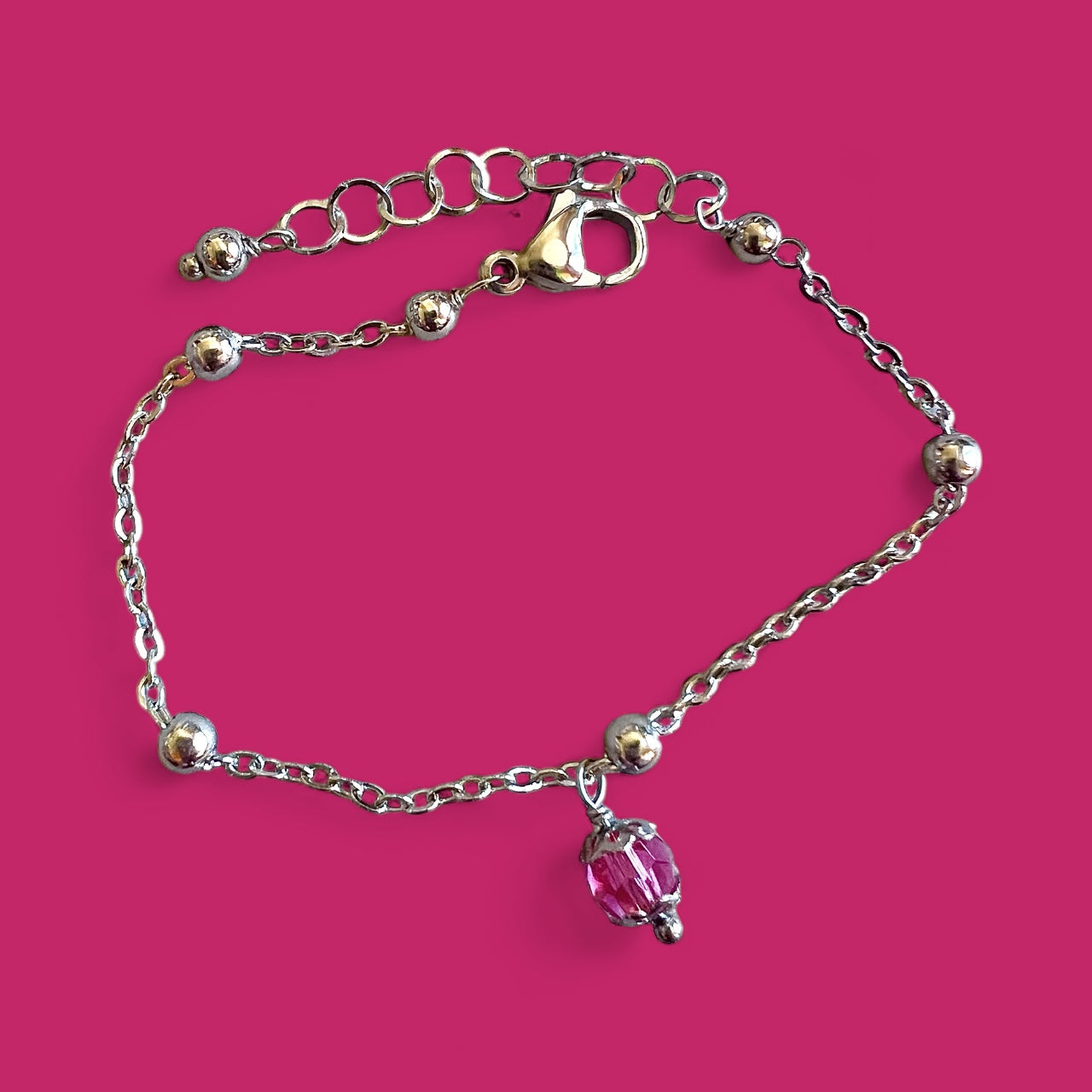 Bracciale in Acciaio con Cristallo Rosa