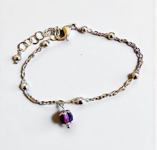 Bracciale in Acciaio con Cristallo Viola